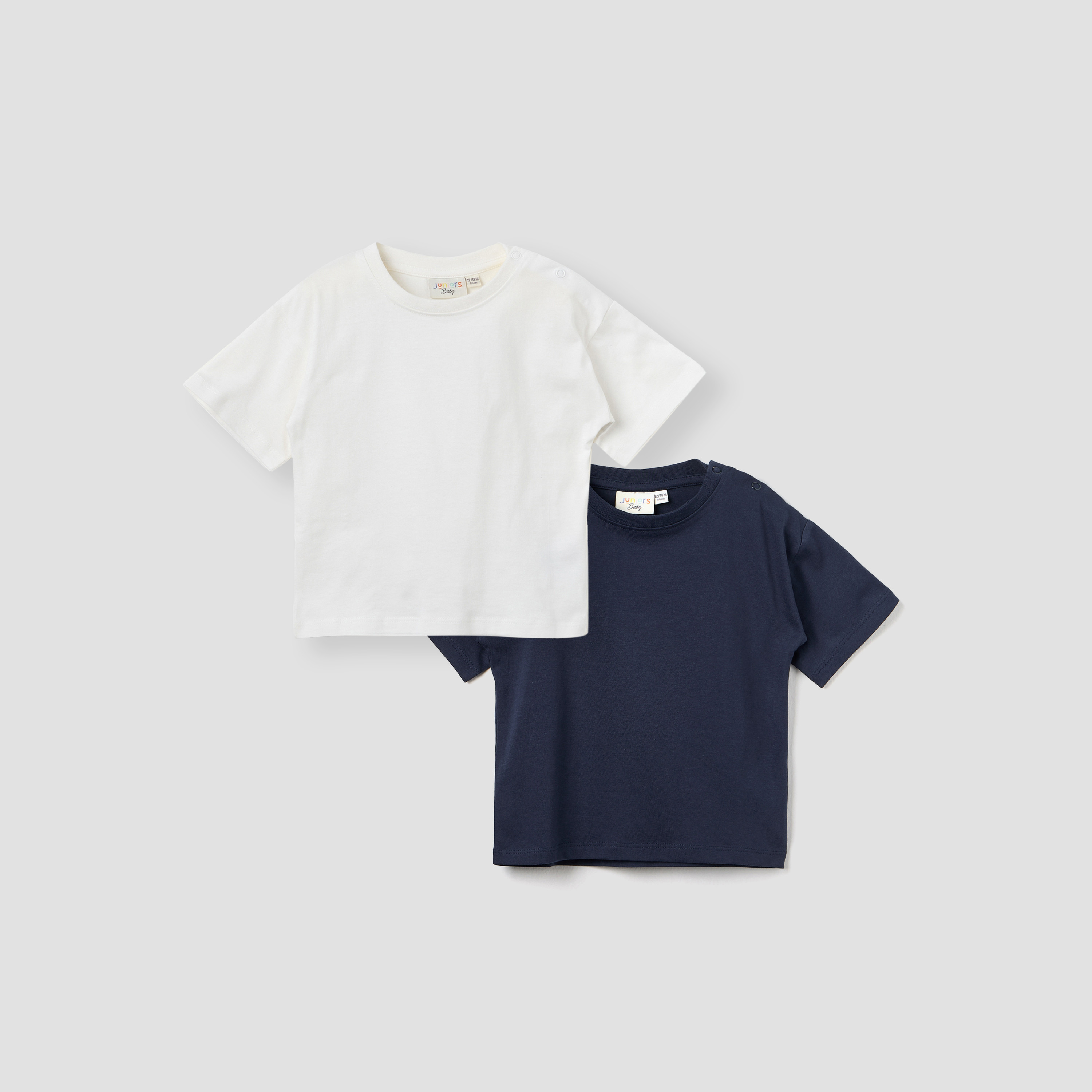 Juniors Solid T-shirt with Short Sleeves and Button Closure - Set of 2-baby-boys-clothing-tshirtsandpolos-image-1