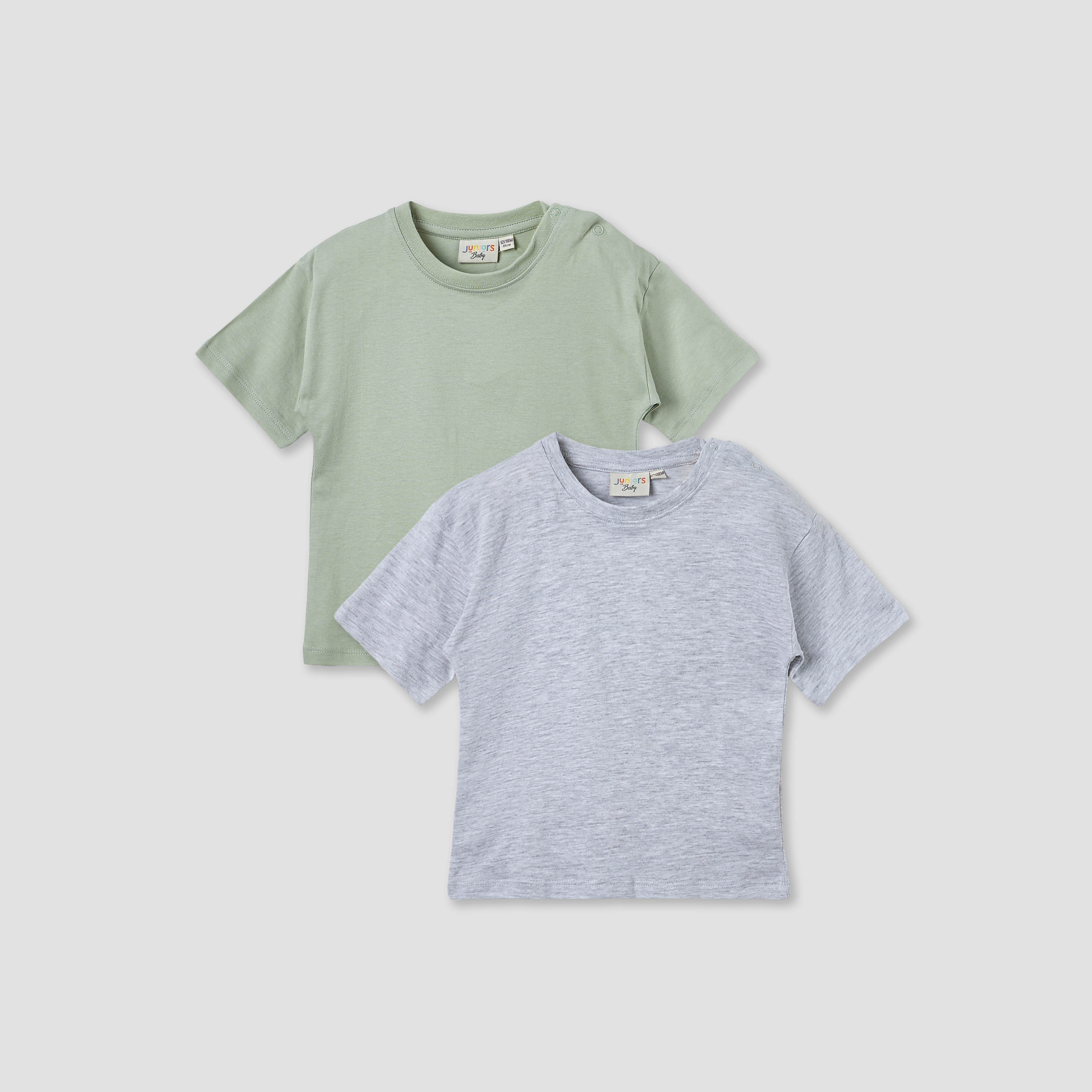 Juniors Solid T-shirt with Short Sleeves and Button Closure - Set of 2-baby-boys-clothing-tshirtsandpolos-image-1