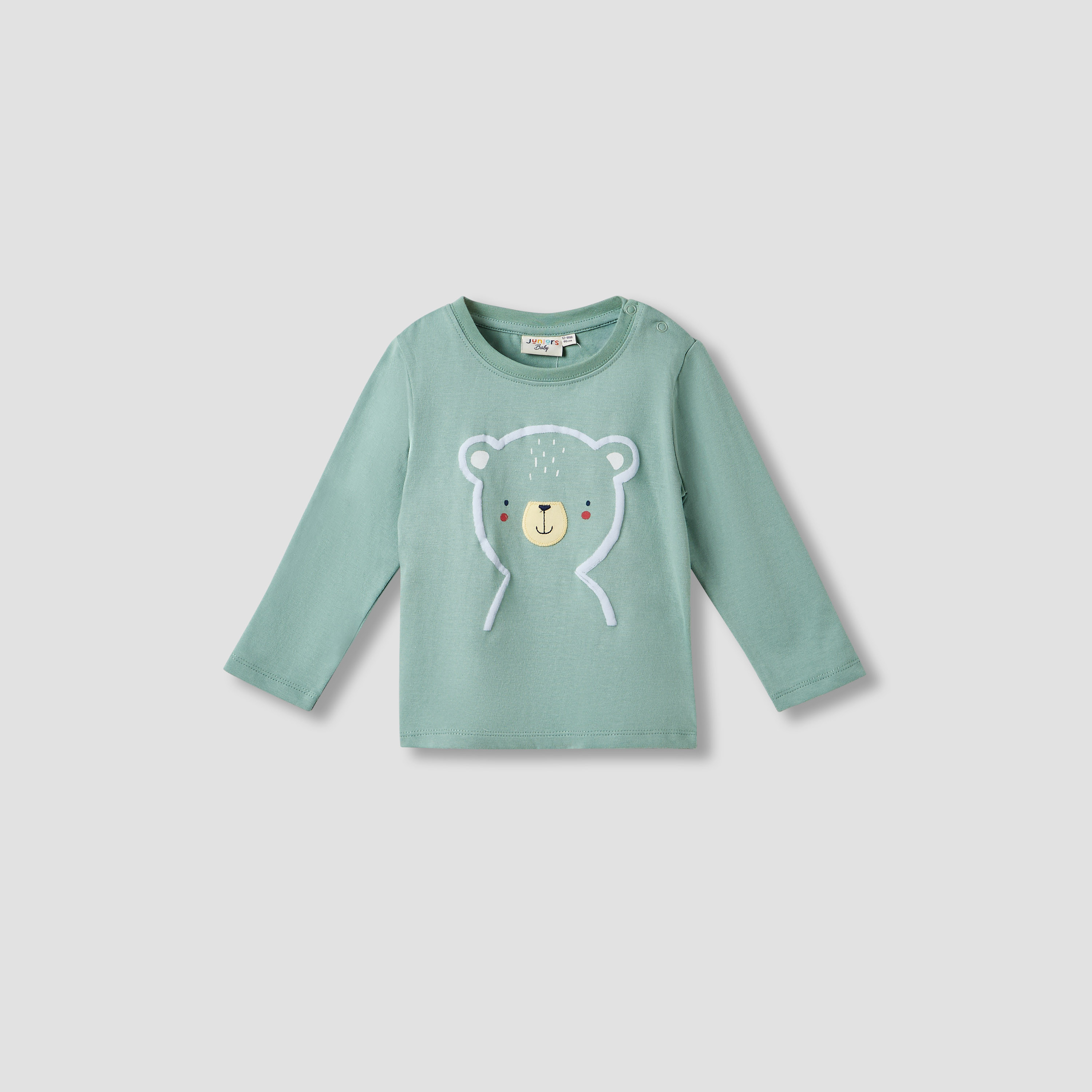 Juniors Teddy Bear Print T-shirt with Long Sleeves - Set of 3-baby-boys-clothing-tshirtsandpolos-image-2