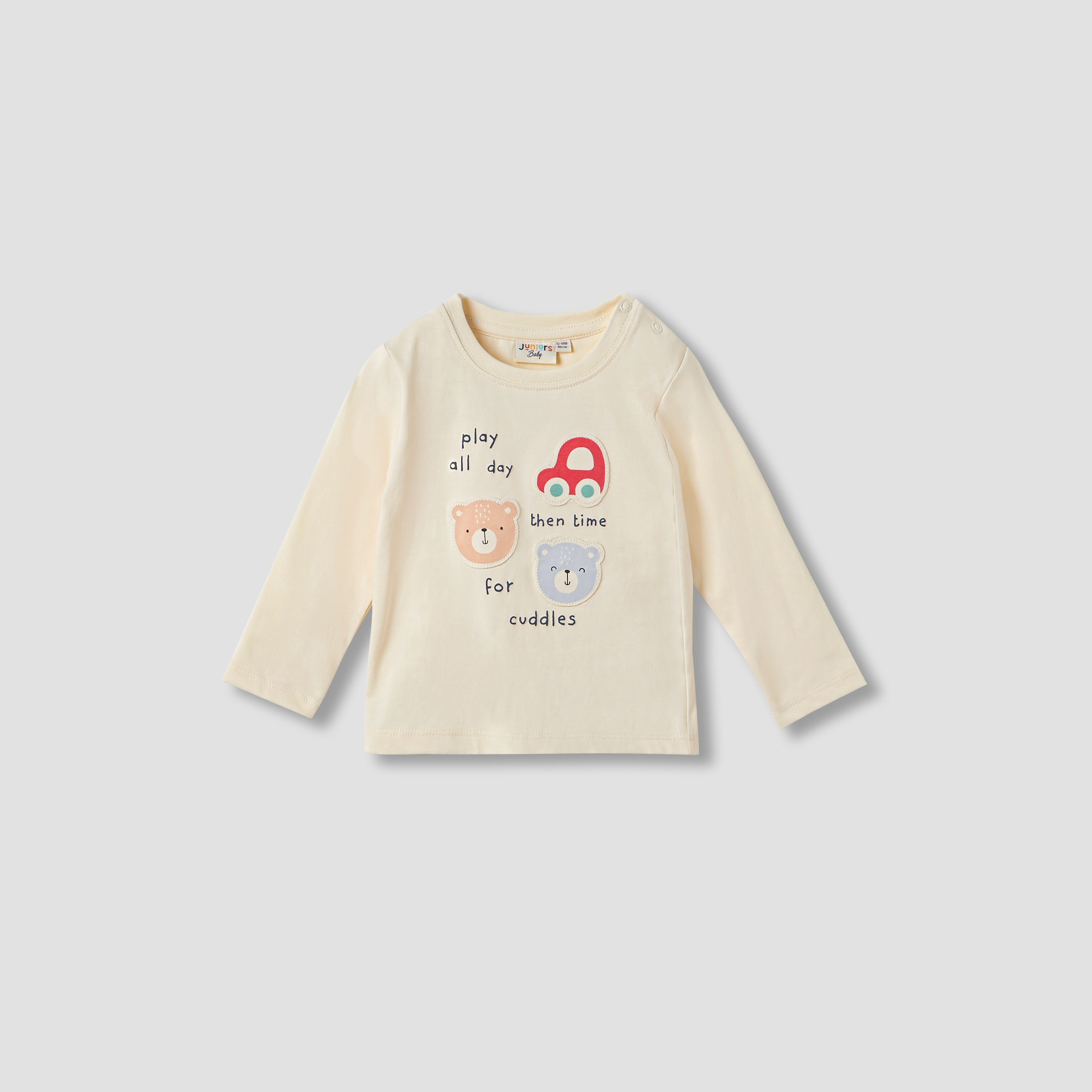 Juniors Teddy Bear Print T-shirt with Long Sleeves - Set of 3-baby-boys-clothing-tshirtsandpolos-image-3