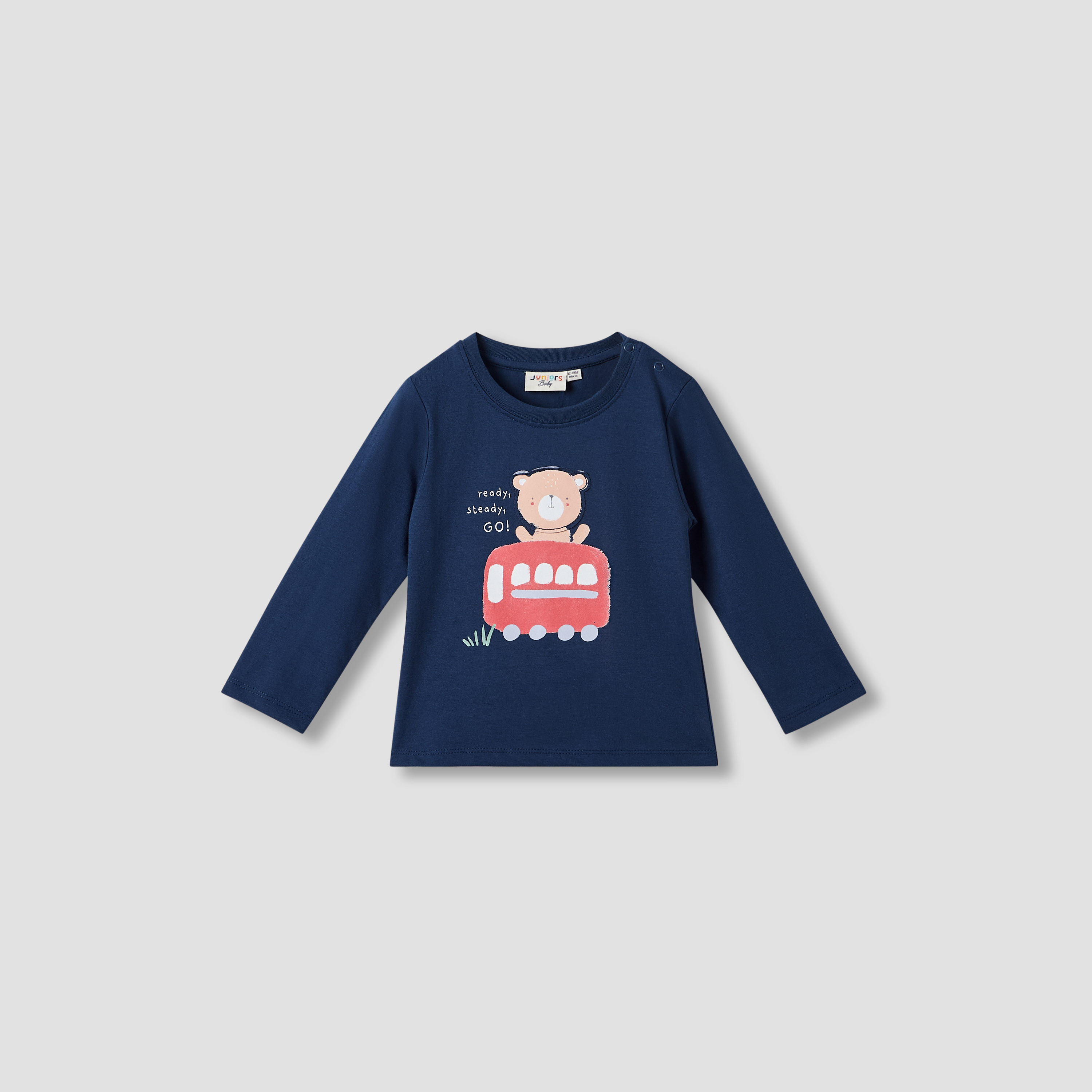 Juniors Teddy Bear Print T-shirt with Long Sleeves - Set of 3-baby-boys-clothing-tshirtsandpolos-image-2