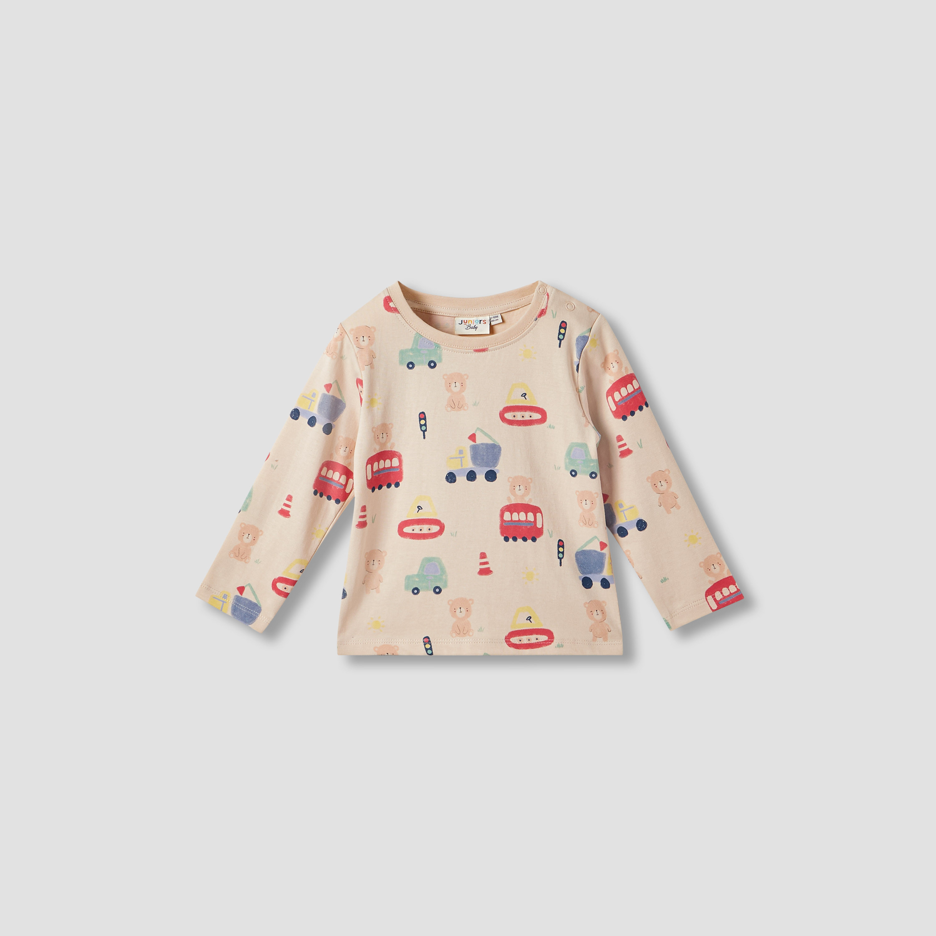 Juniors Teddy Bear Print T-shirt with Long Sleeves - Set of 3-baby-boys-clothing-tshirtsandpolos-image-3