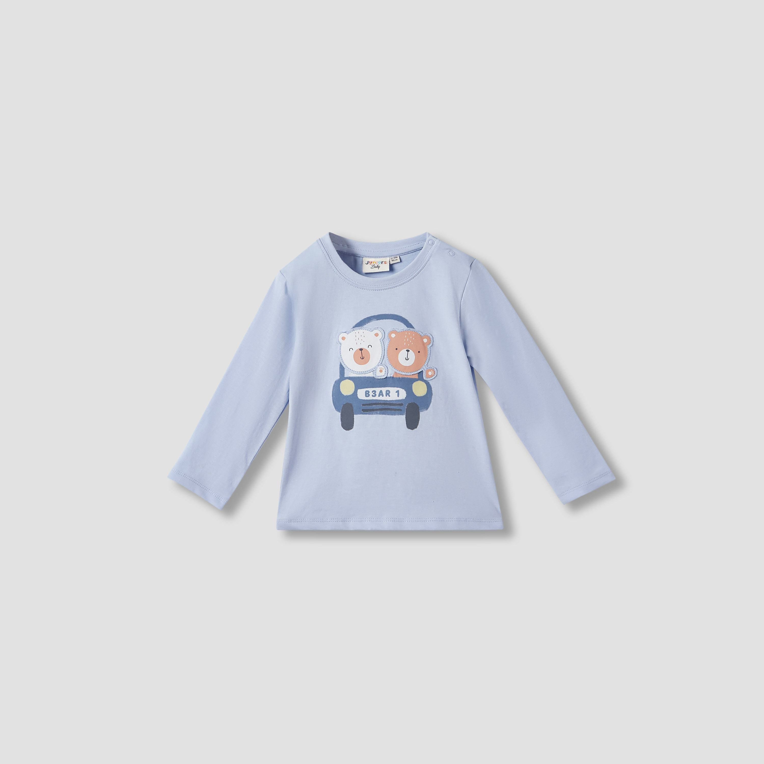 Juniors Teddy Bear Print T-shirt with Long Sleeves - Set of 3-baby-boys-clothing-tshirtsandpolos-image-4