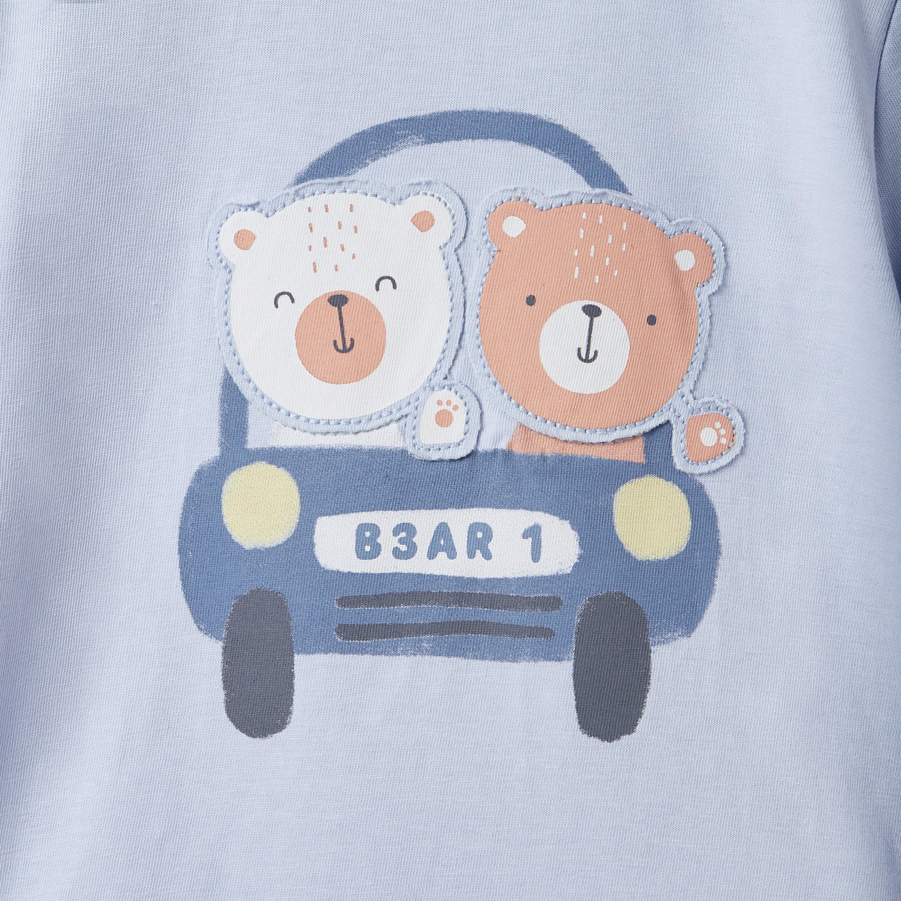 Juniors Teddy Bear Print T-shirt with Long Sleeves - Set of 3-baby-boys-clothing-tshirtsandpolos-image-7