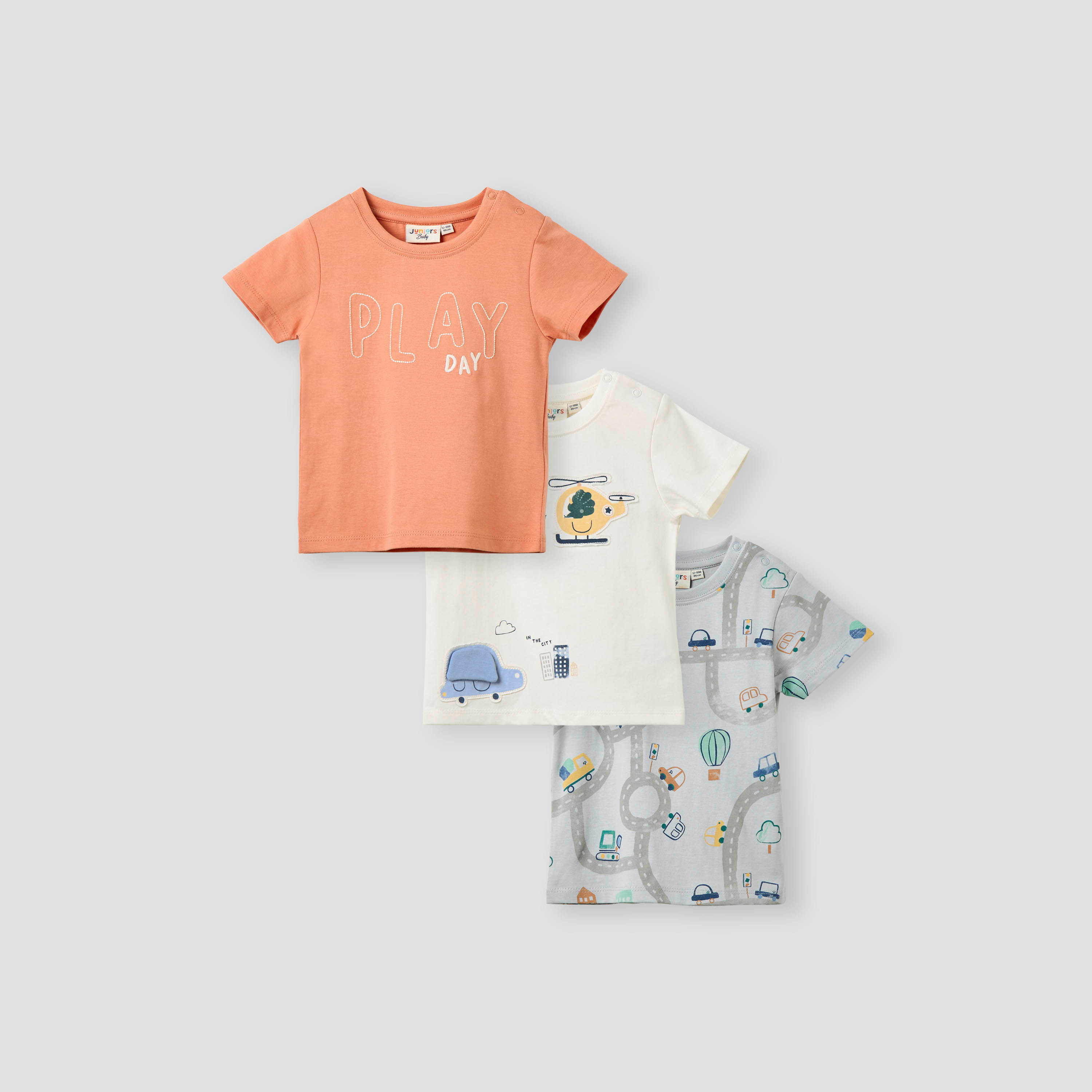 Juniors Printed T-shirt with Short Sleeves - Set of 3-baby-boys-clothing-multipacks-image-1