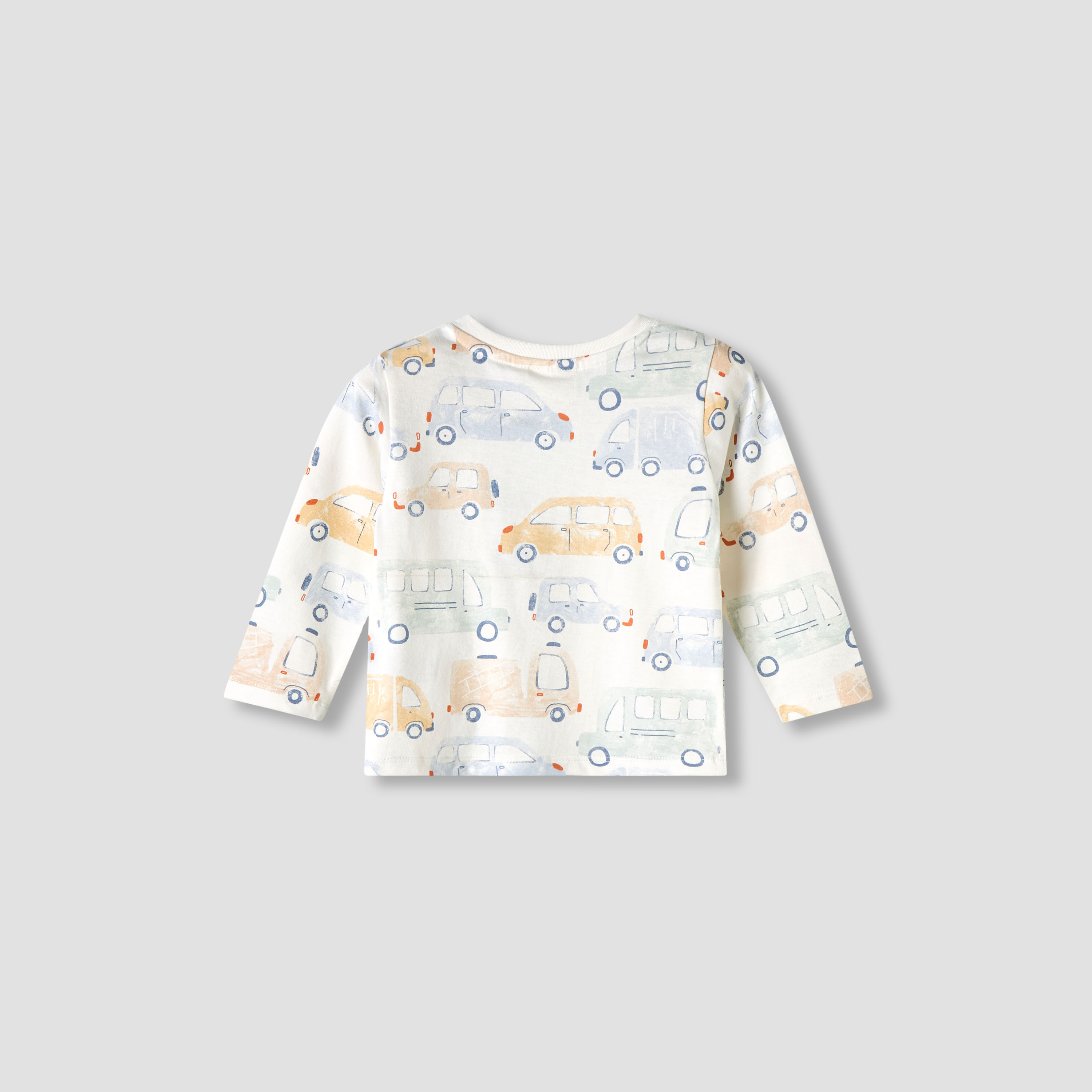 Juniors Car Print Crew Neck T-shirt with Long Sleeves-baby-boys-clothing-tshirtsandpolos-image-2