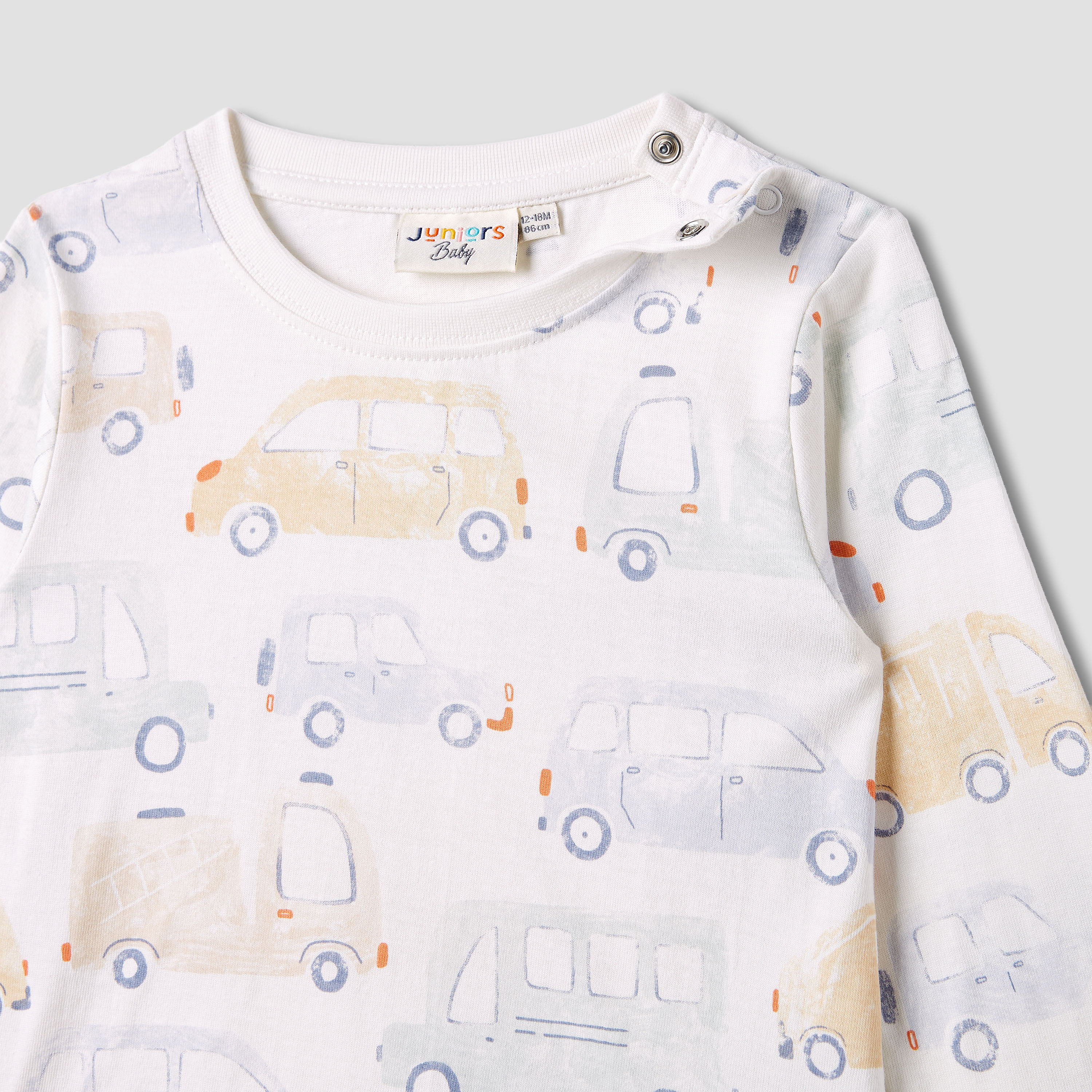 Juniors Car Print Crew Neck T-shirt with Long Sleeves-baby-boys-clothing-tshirtsandpolos-image-3