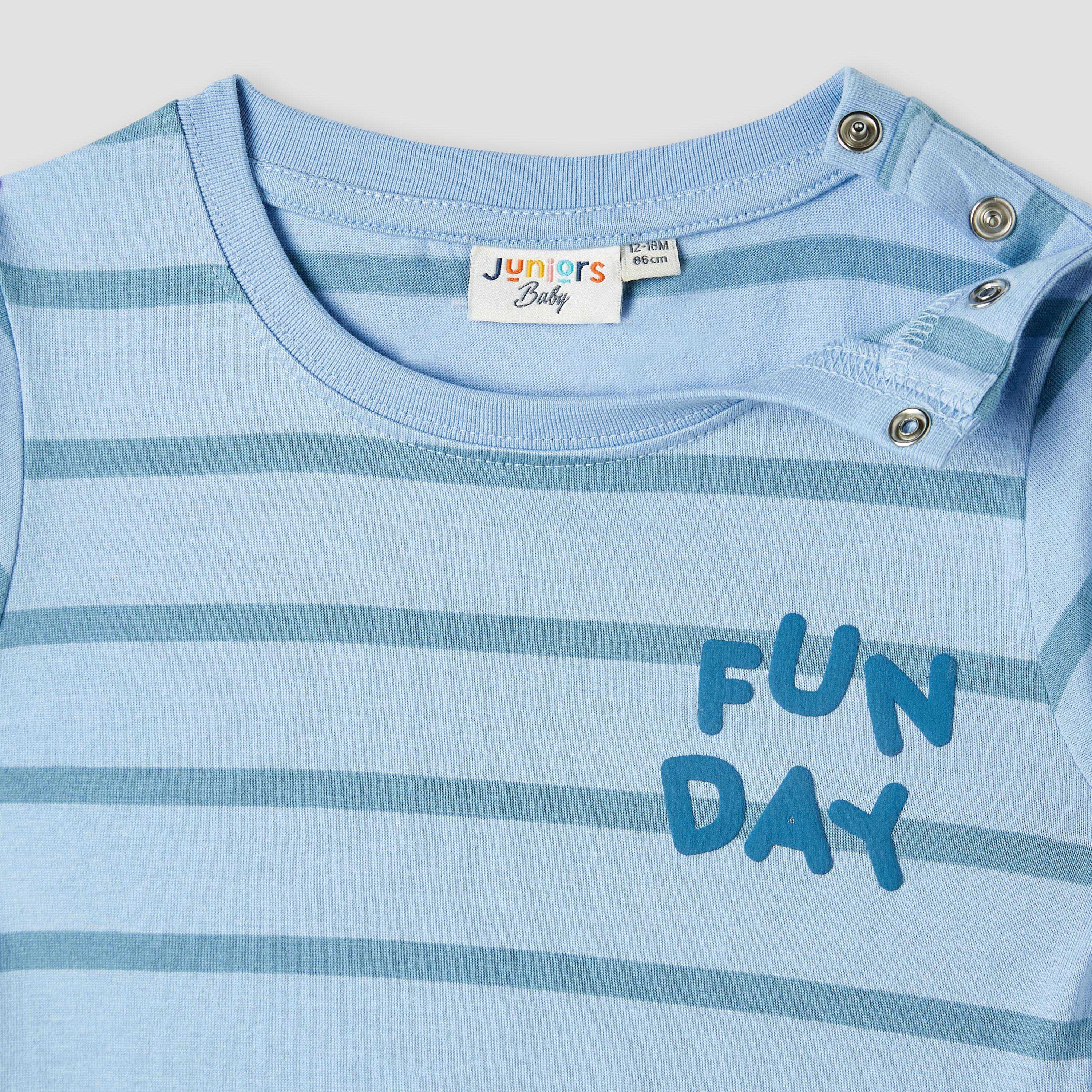 تيشيرت مخطط بطبعات شعار وأكمام طويلة من جونيورز-baby-boys-clothing-tshirtsandpolos-image-2