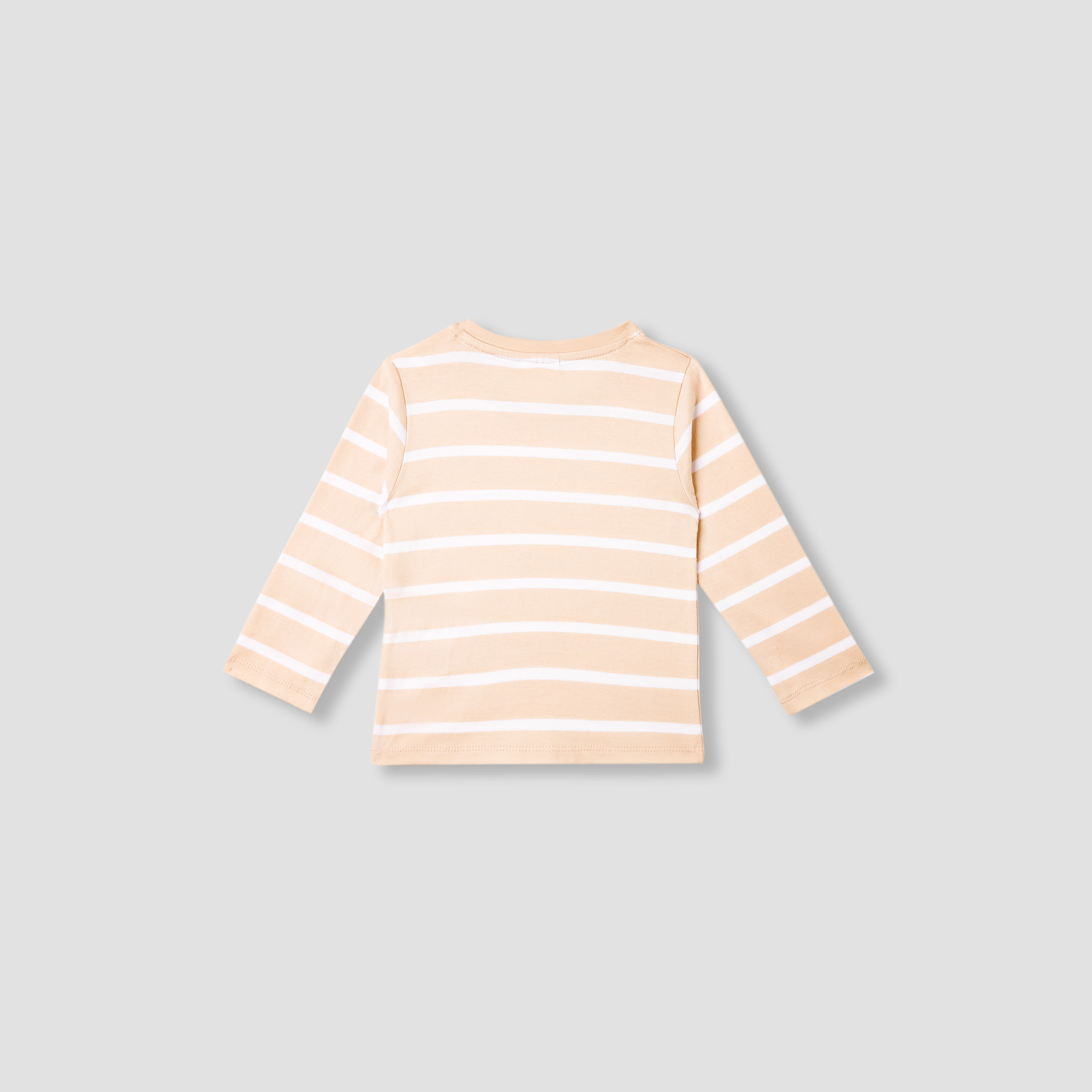 Juniors Striped Slogan Print T-Shirt with Long Sleeves-baby-boys-clothing-tshirtsandpolos-image-2
