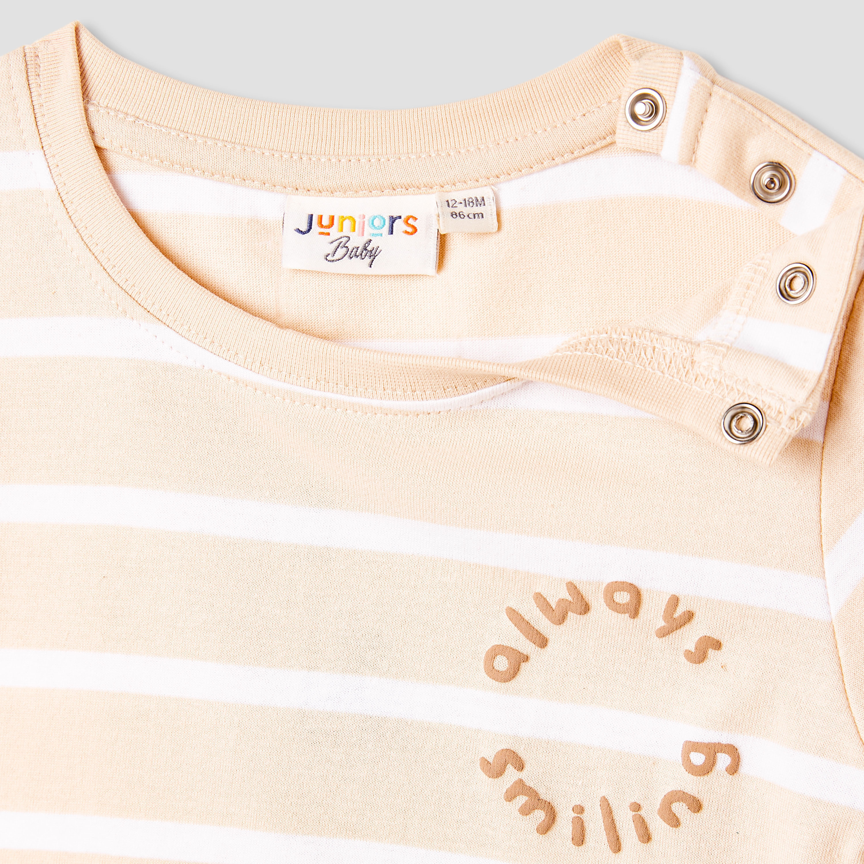 Juniors Striped Slogan Print T-Shirt with Long Sleeves-baby-boys-clothing-tshirtsandpolos-image-3