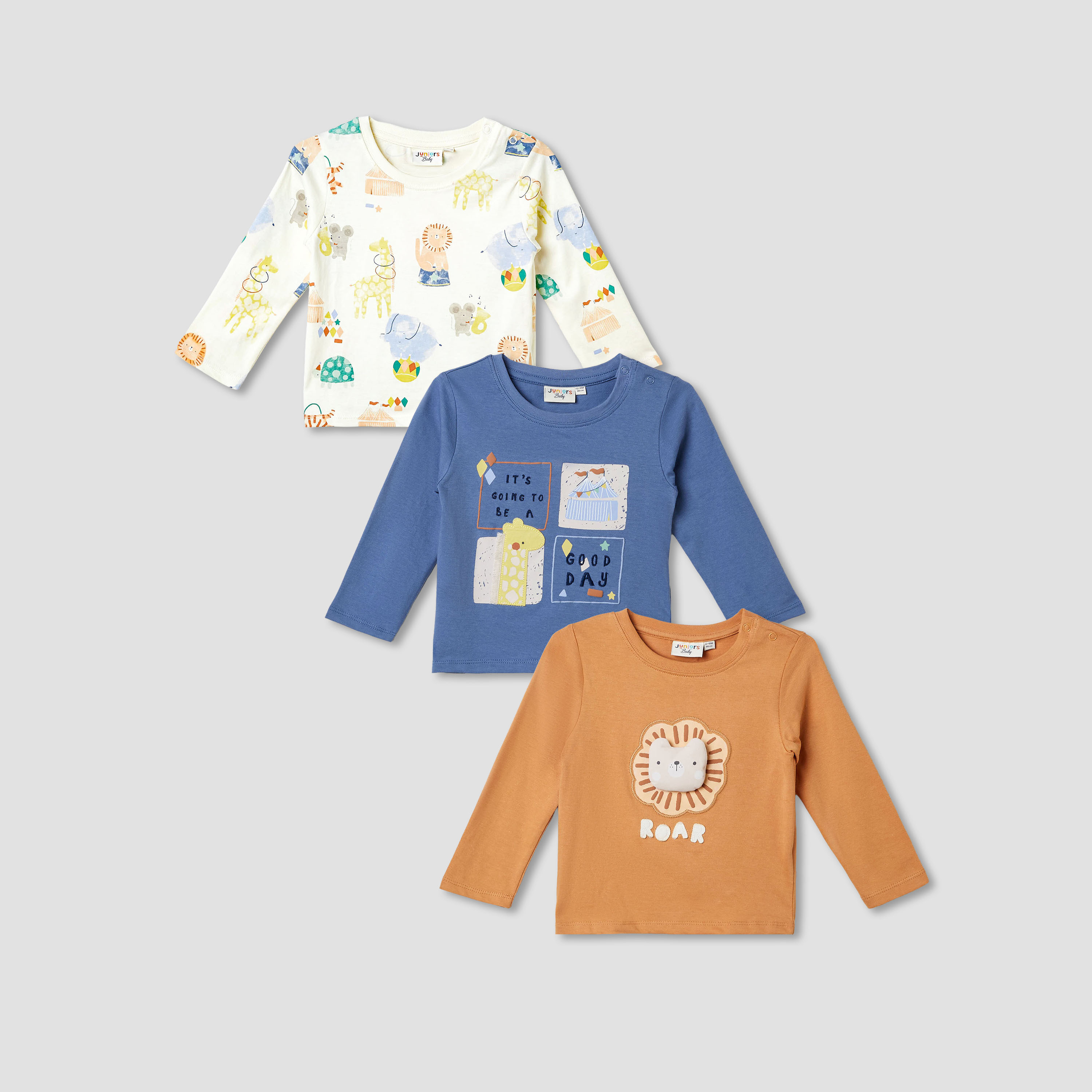 Juniors Animal Print T-Shirt with Long Sleeves - Set of 3-baby-boys-clothing-tshirtsandpolos-image-1