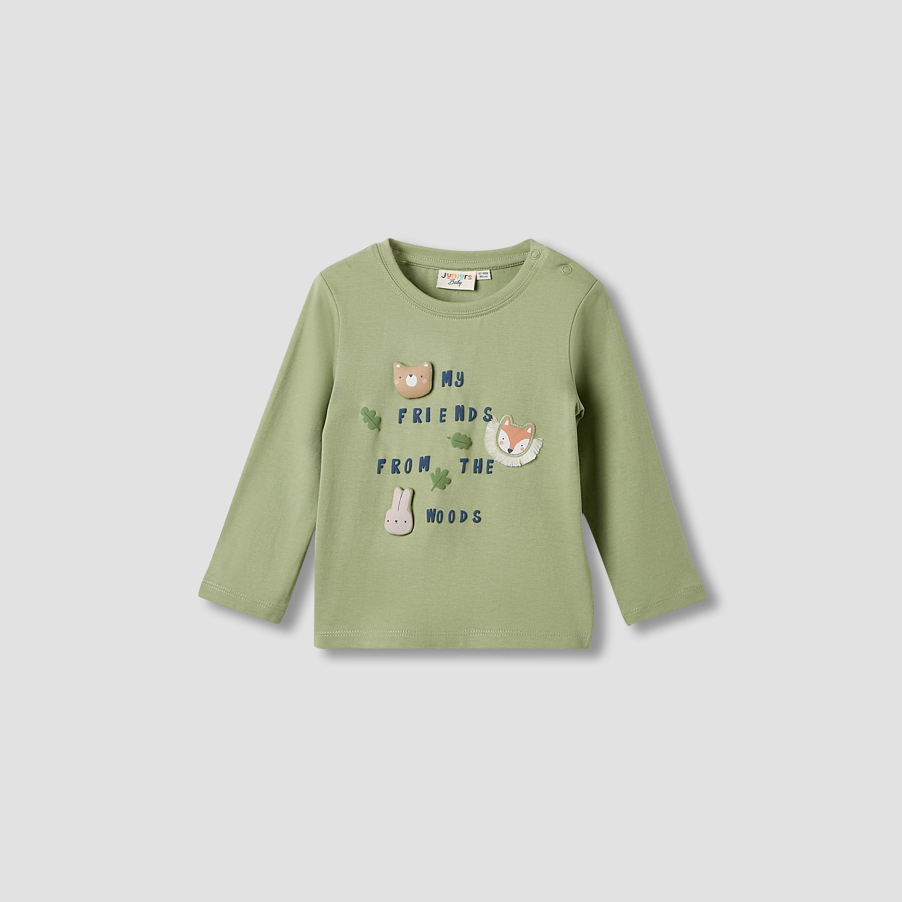 Juniors Boys Crew Neck T-shirt with Animal Print - Cotton - Long Sleeves - Set of 3-baby-boys-clothing-tshirtsandpolos-image-2