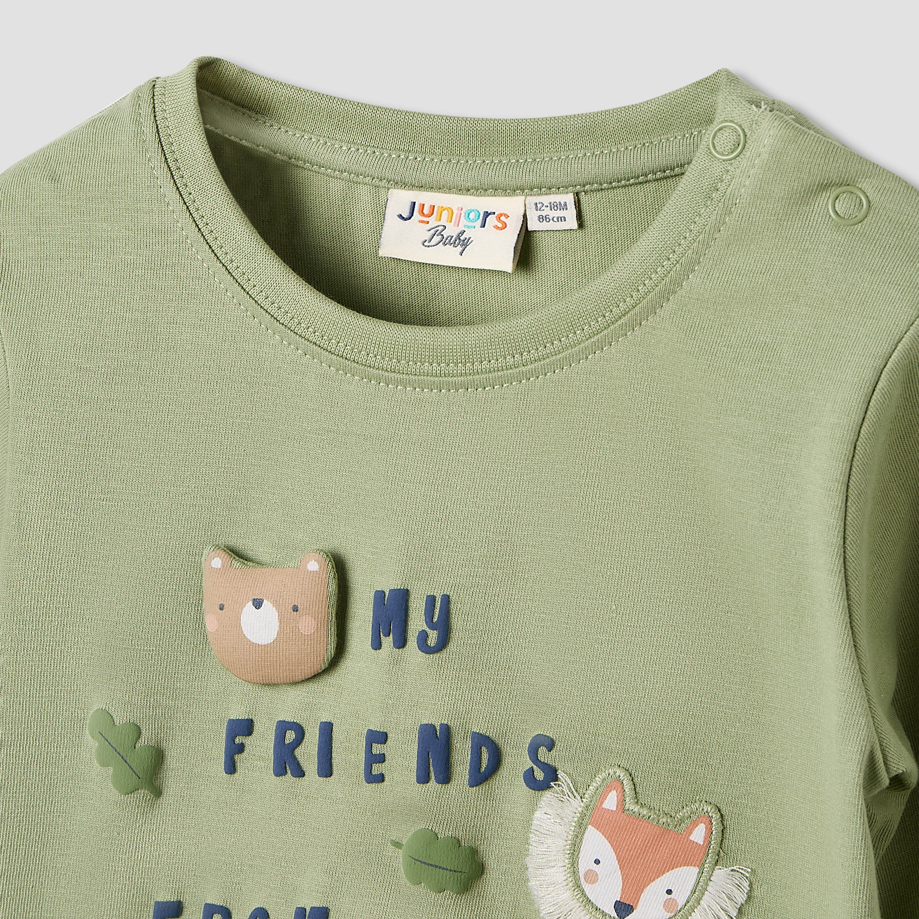Juniors Boys Crew Neck T-shirt with Animal Print - Cotton - Long Sleeves - Set of 3-baby-boys-clothing-tshirtsandpolos-image-5