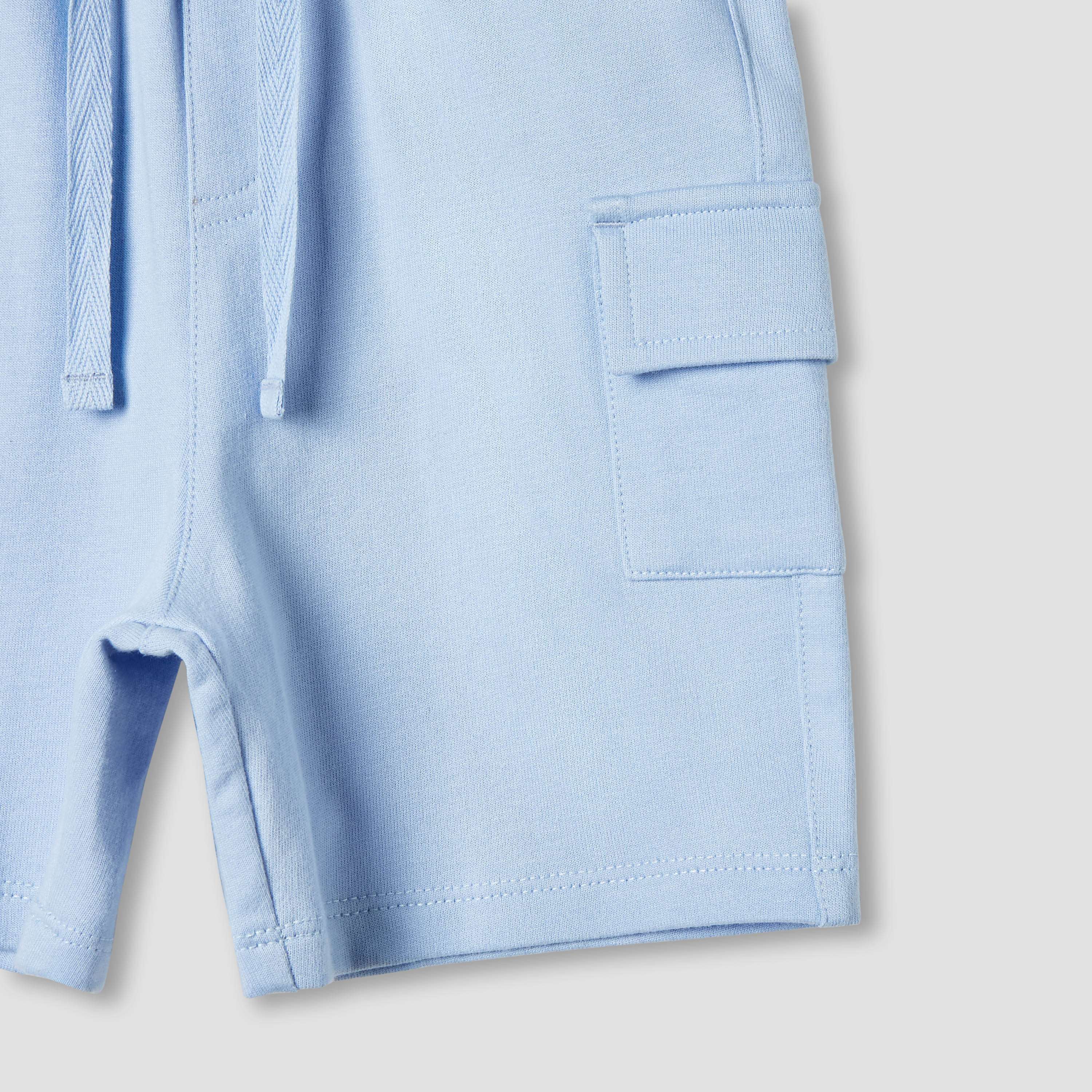 Juniors Solid Cargo Shorts with Drawstring Closure-baby-boys-clothing-bottoms-shorts-image-4