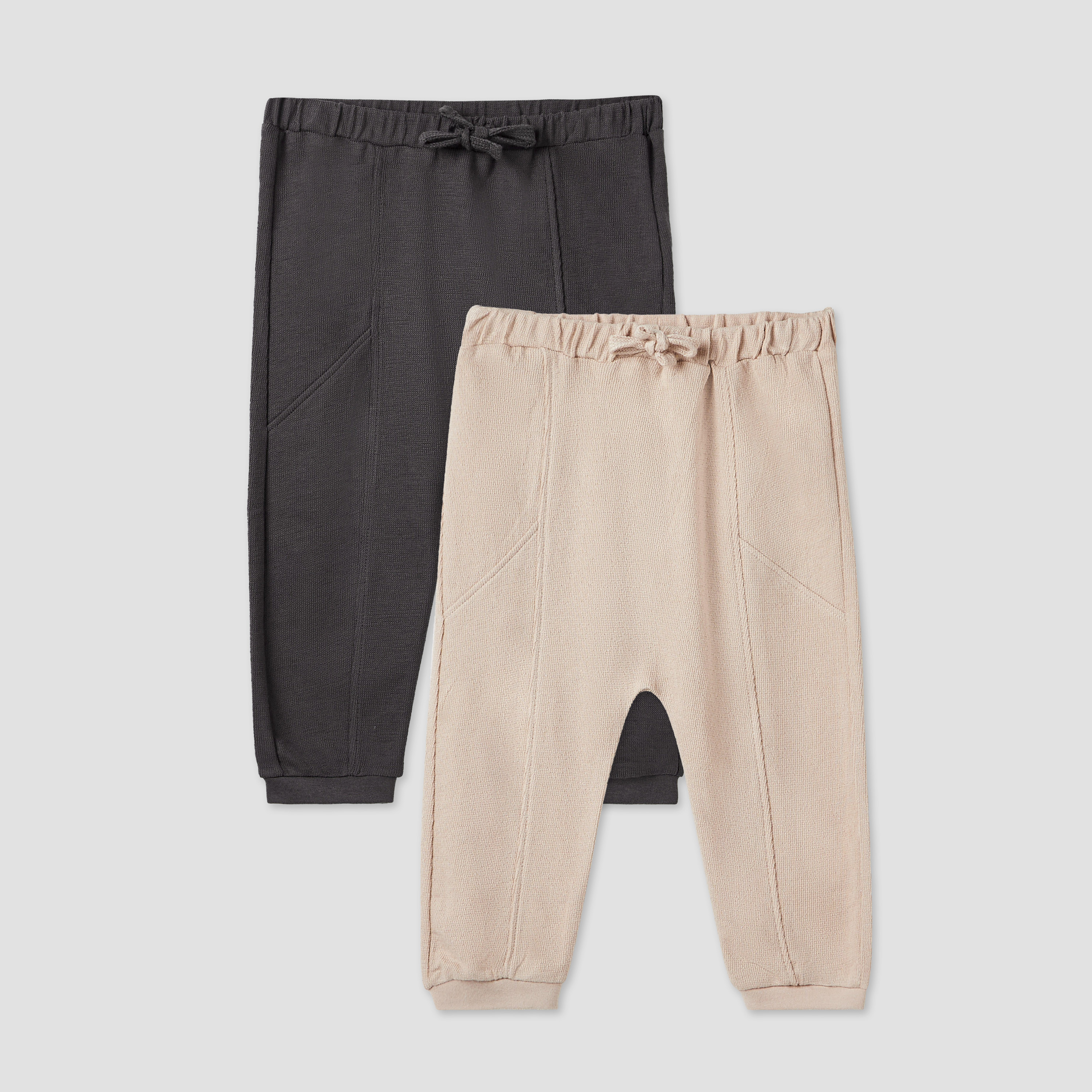 Juniors Textured Joggers with Bow Detail - Set of 2-baby-boys-clothing-bottoms-joggersandtrackpants-image-1