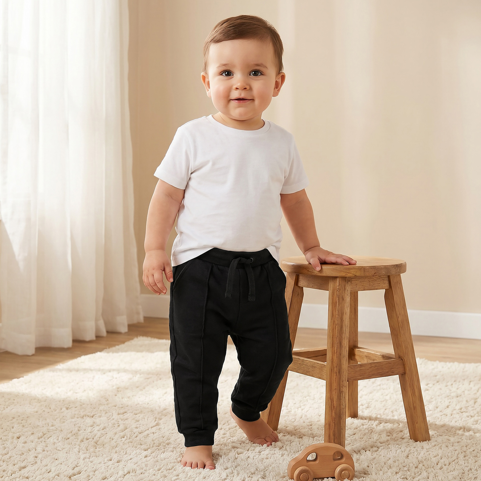 بنطلون رياضي بخصر مطاطي وجيوب من جونيورز-baby-boys-clothing-bottoms-joggersandtrackpants-image-1