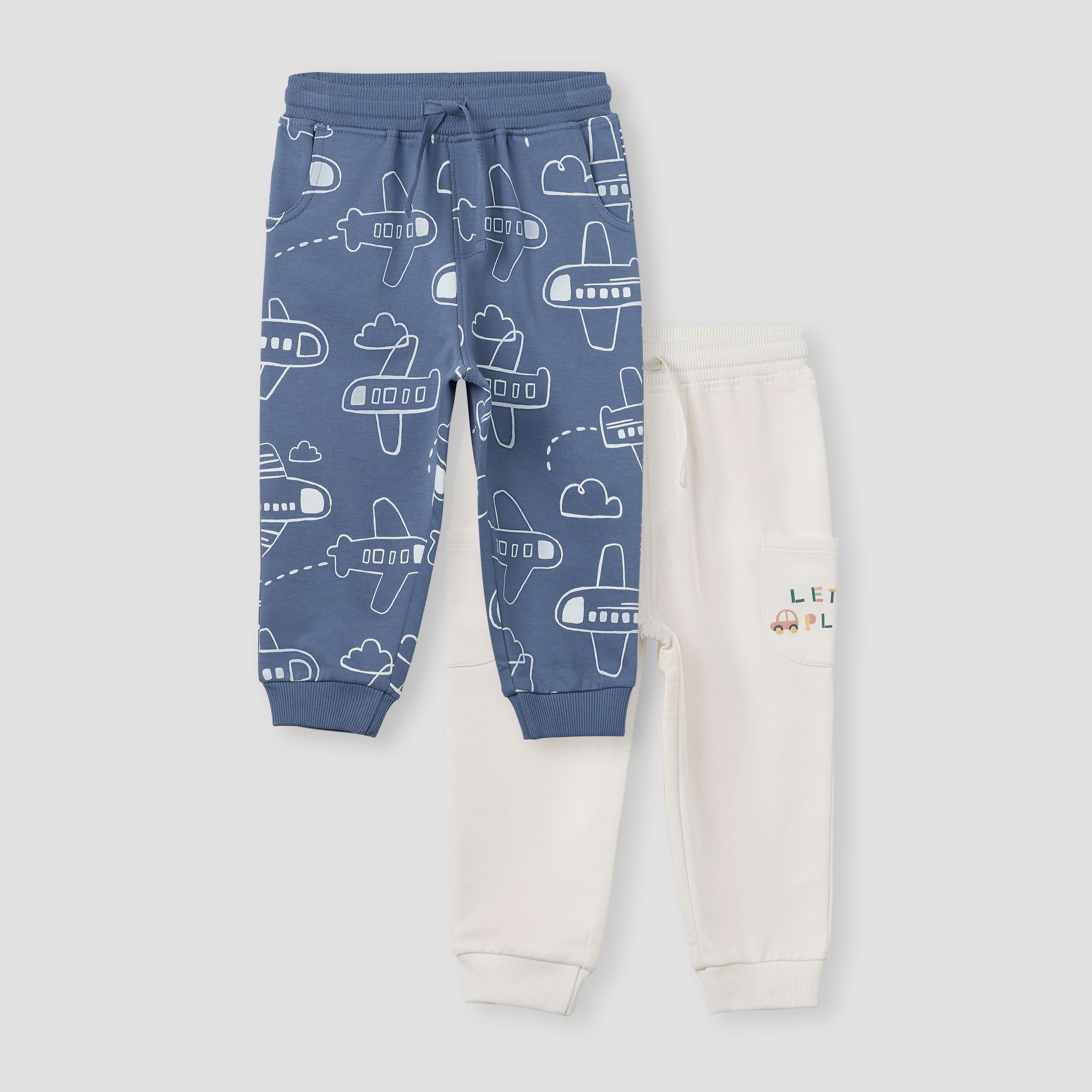 Juniors Printed Joggers with Pockets - Set of 2-baby-boys-clothing-bottoms-joggersandtrackpants-image-1
