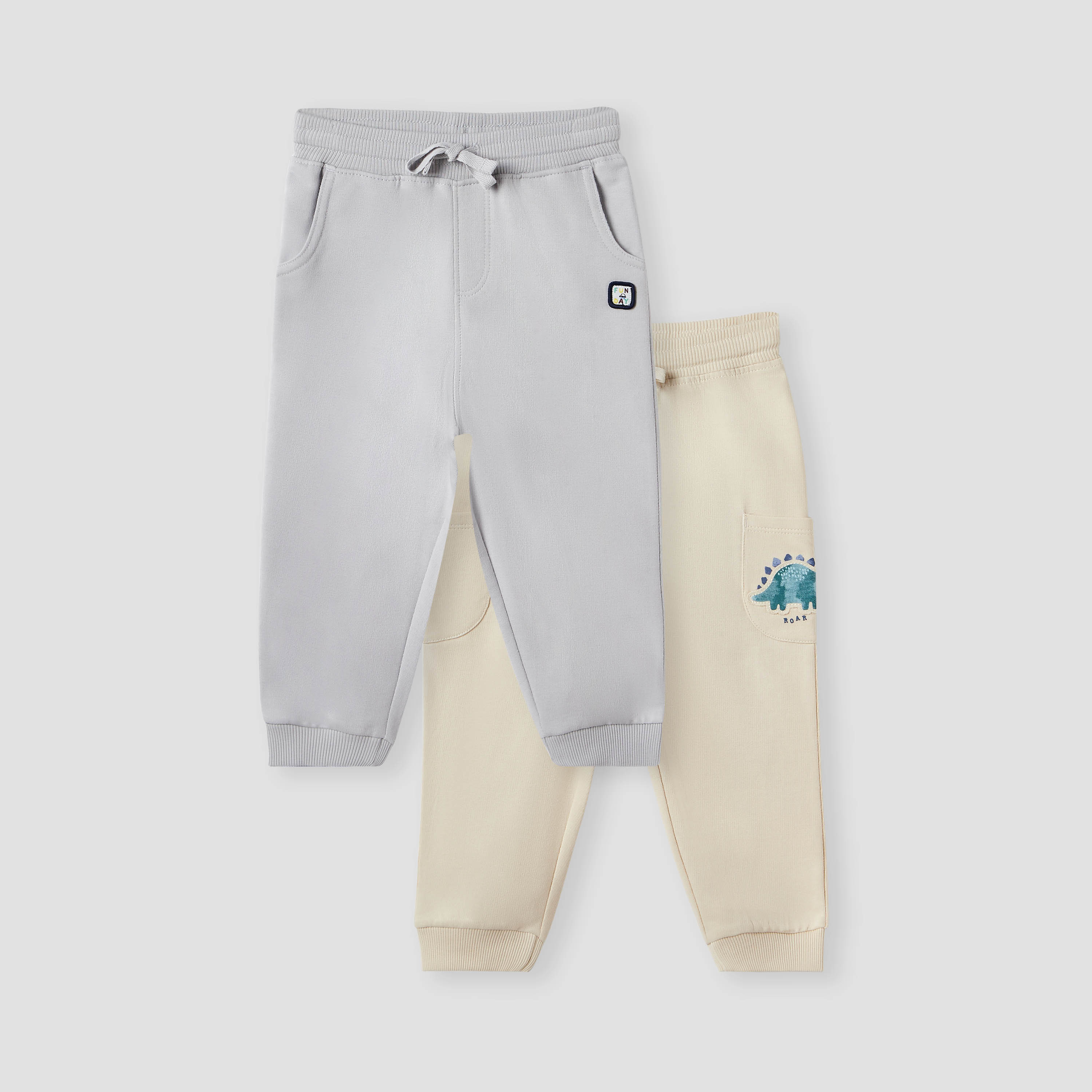 Juniors Solid Joggers with Drawstring Closure and Pockets - Set of 2-baby-boys-clothing-bottoms-joggersandtrackpants-image-1