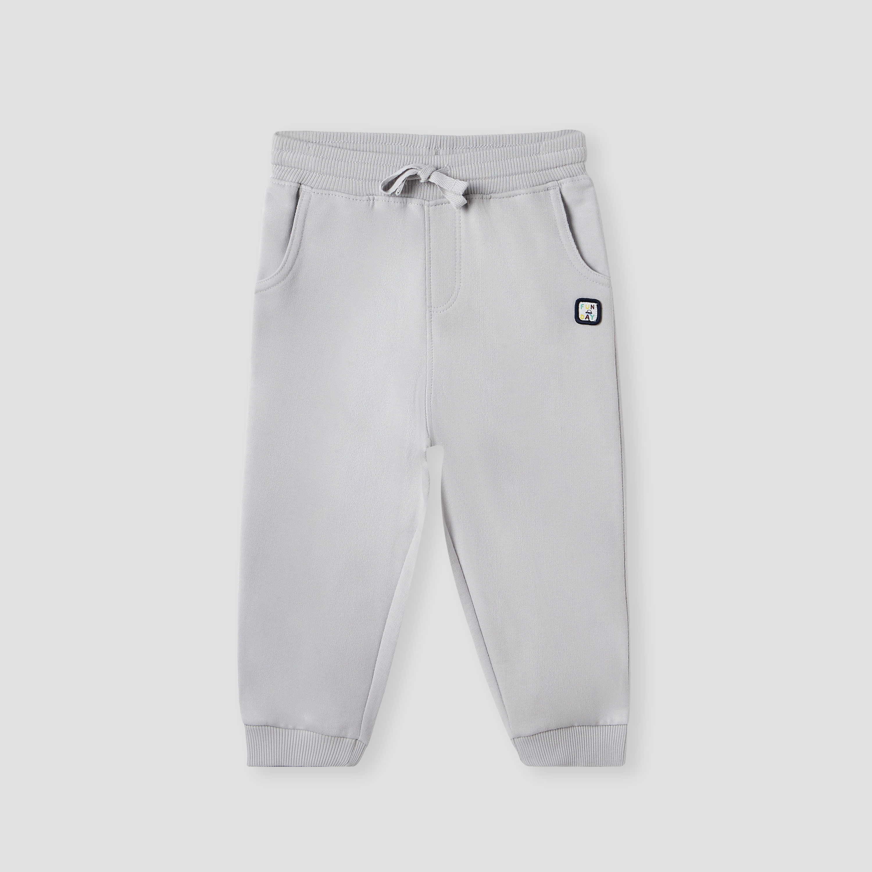 Juniors Solid Joggers with Drawstring Closure and Pockets - Set of 2-baby-boys-clothing-bottoms-joggersandtrackpants-image-2