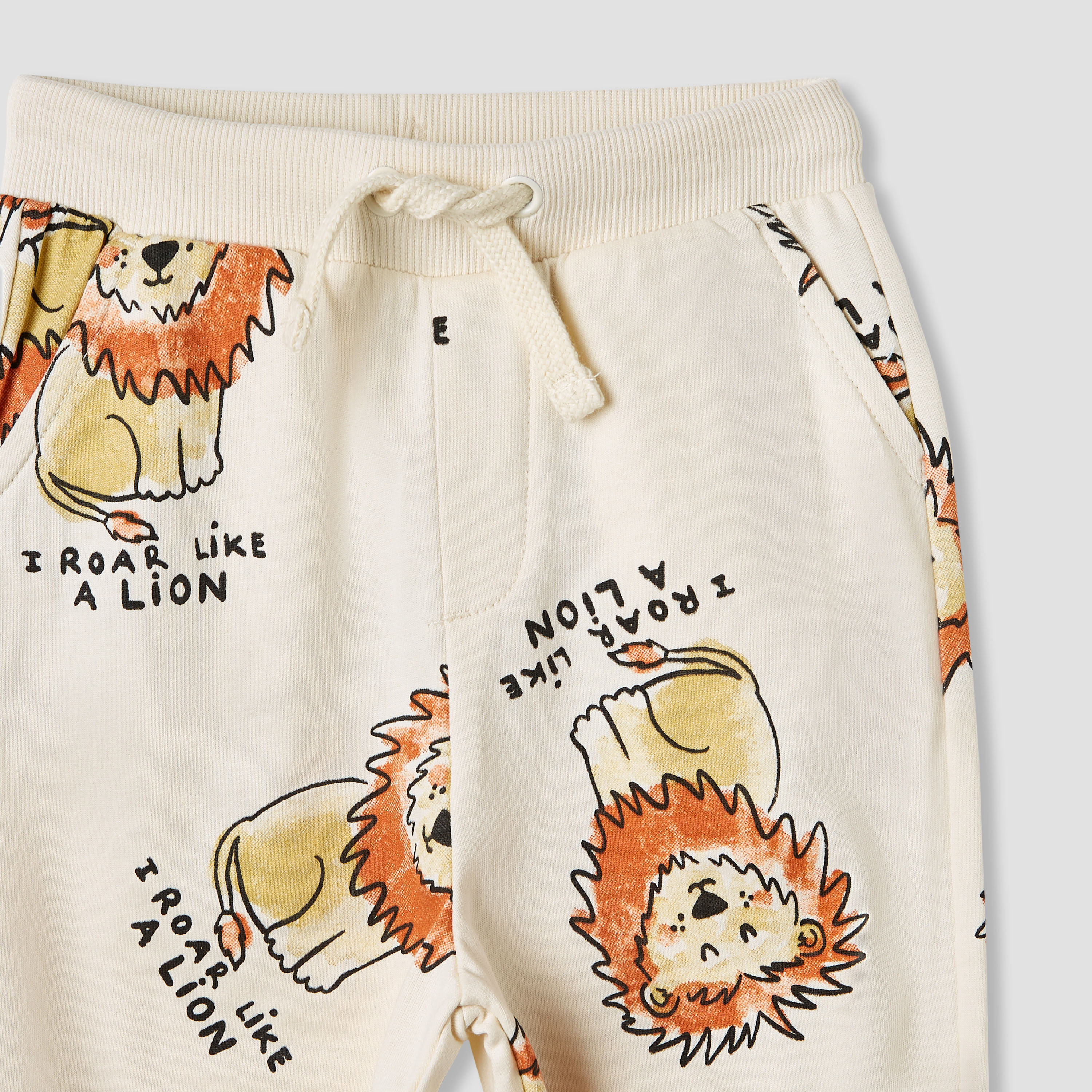 Juniors Lion Print Joggers with Pockets-baby-boys-clothing-bottoms-joggersandtrackpants-image-3