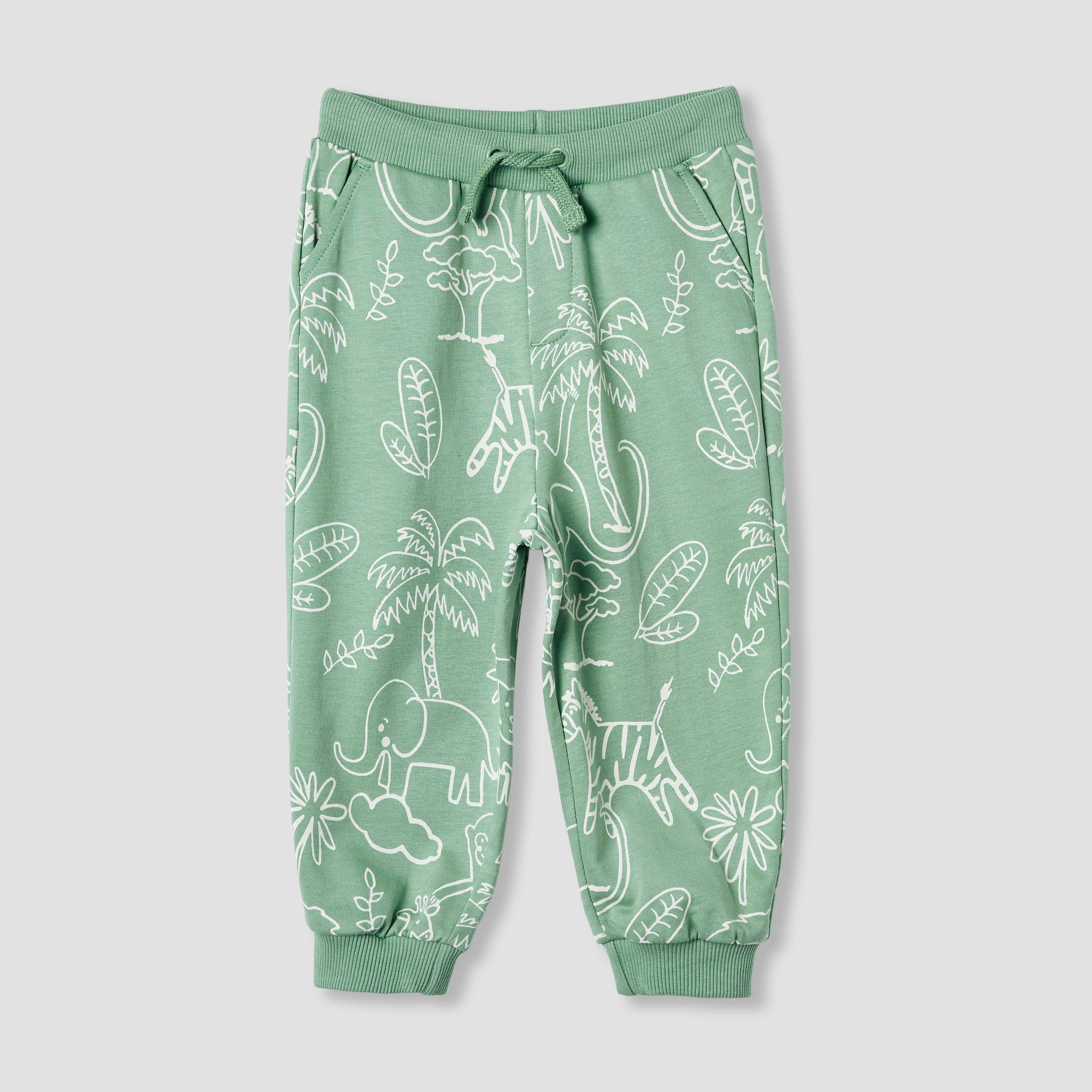 Juniors Jungle Print Joggers with Pockets-baby-boys-clothing-bottoms-joggersandtrackpants-image-1