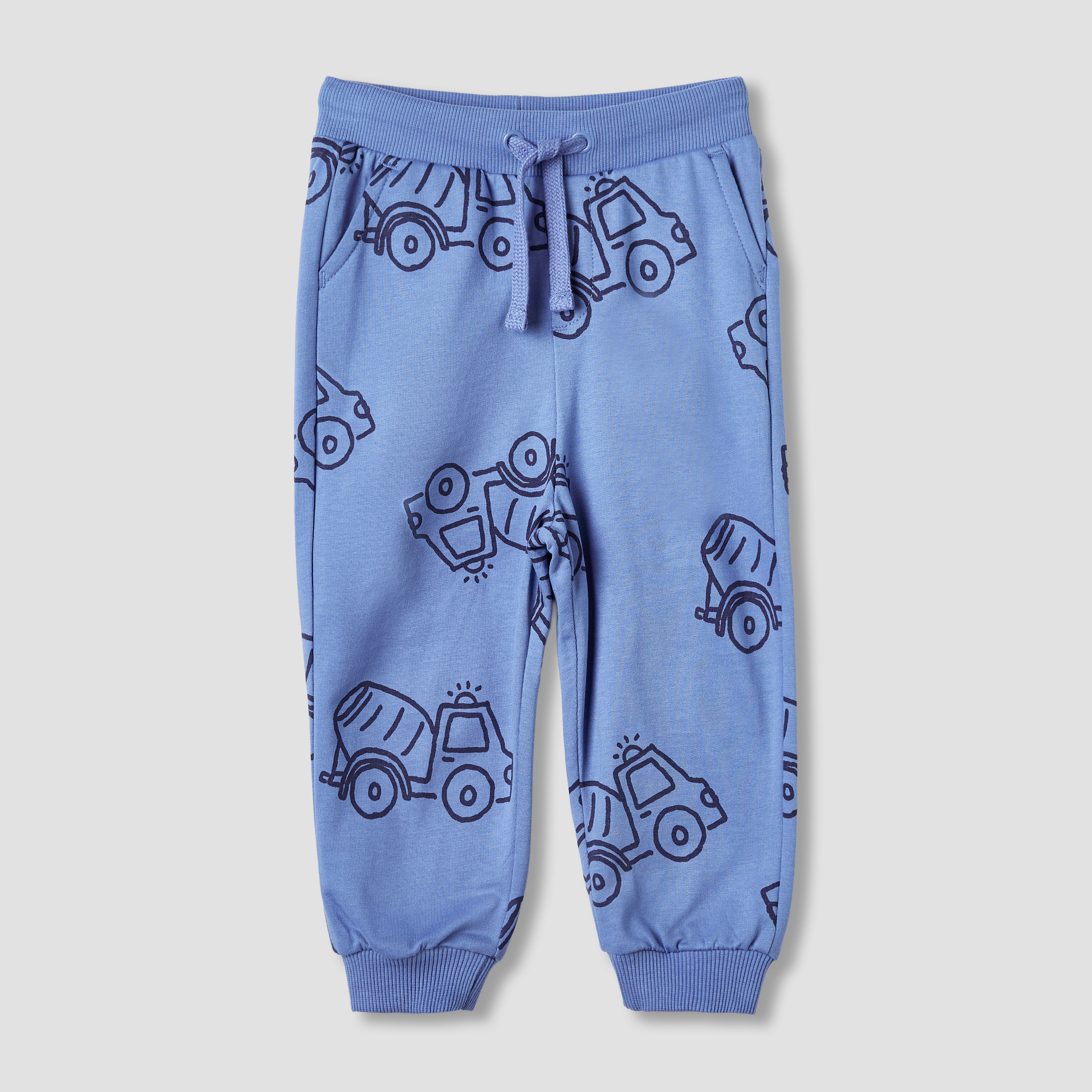 Juniors Truck Print Joggers with Pockets-baby-boys-clothing-bottoms-joggersandtrackpants-image-1