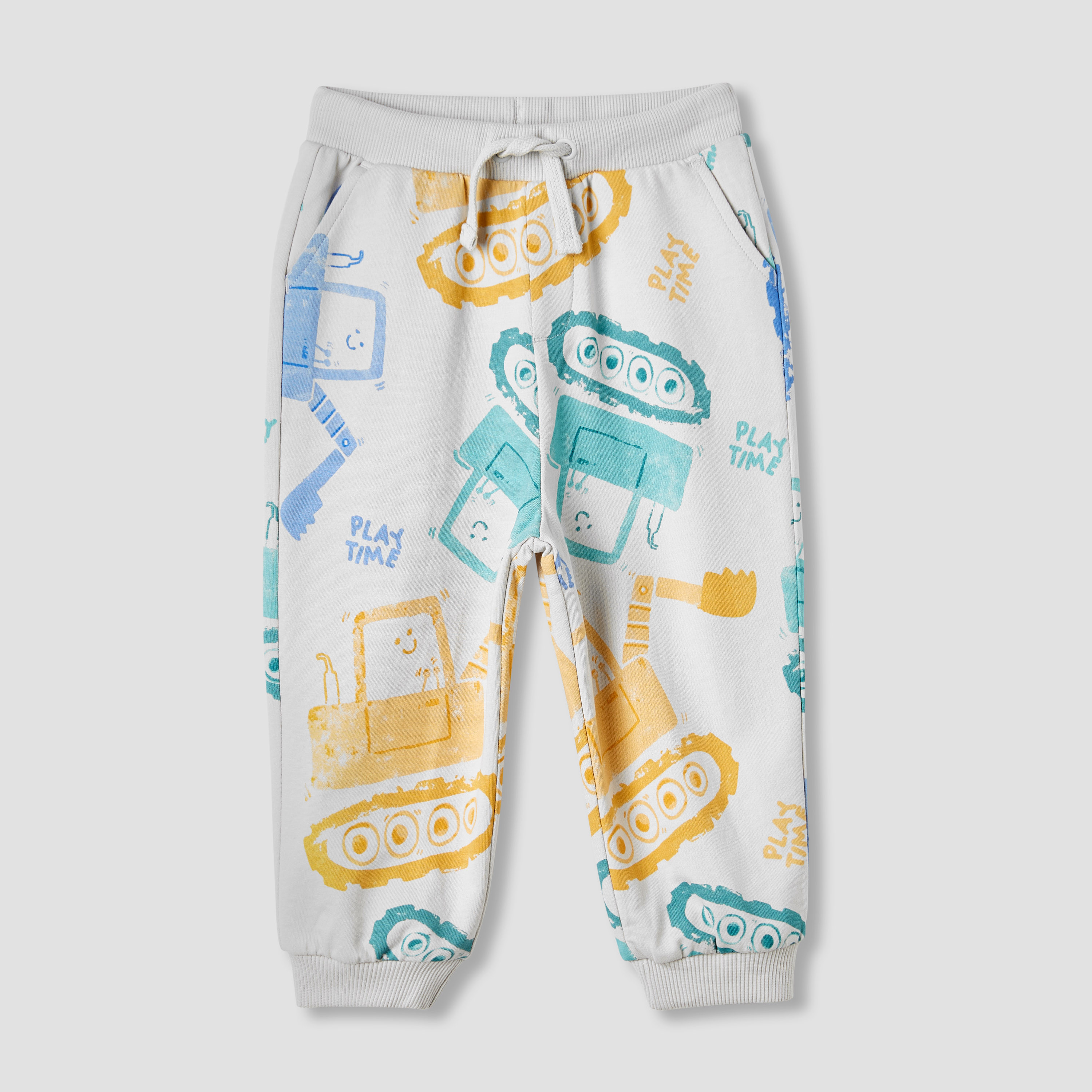 Juniors Construction Print Joggers with Pockets-baby-boys-clothing-bottoms-joggersandtrackpants-image-1