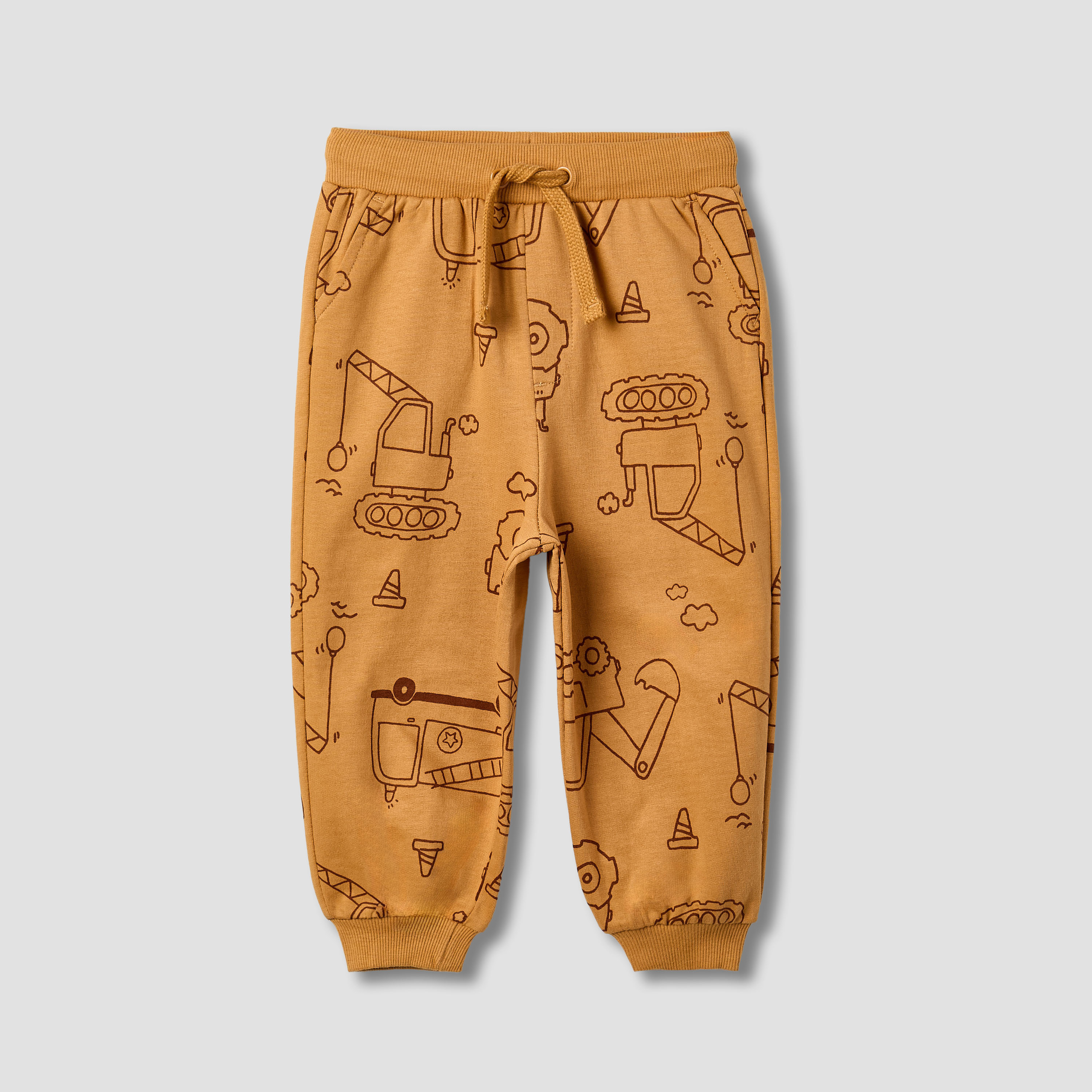 Juniors Construction Vehicle Print Joggers with Drawstring Closure-baby-boys-clothing-bottoms-joggersandtrackpants-image-1