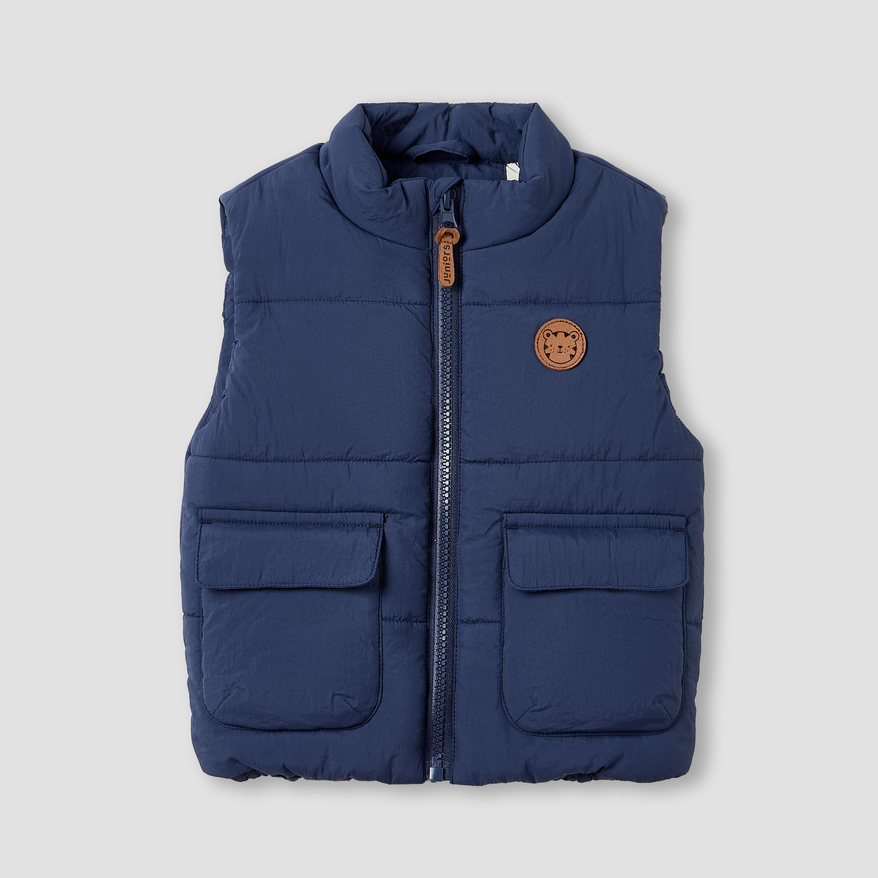 Juniors Tiger Applique Gilet with Zip Closure and Pockets-baby-boys-clothing-jacketsandblazers-image-1