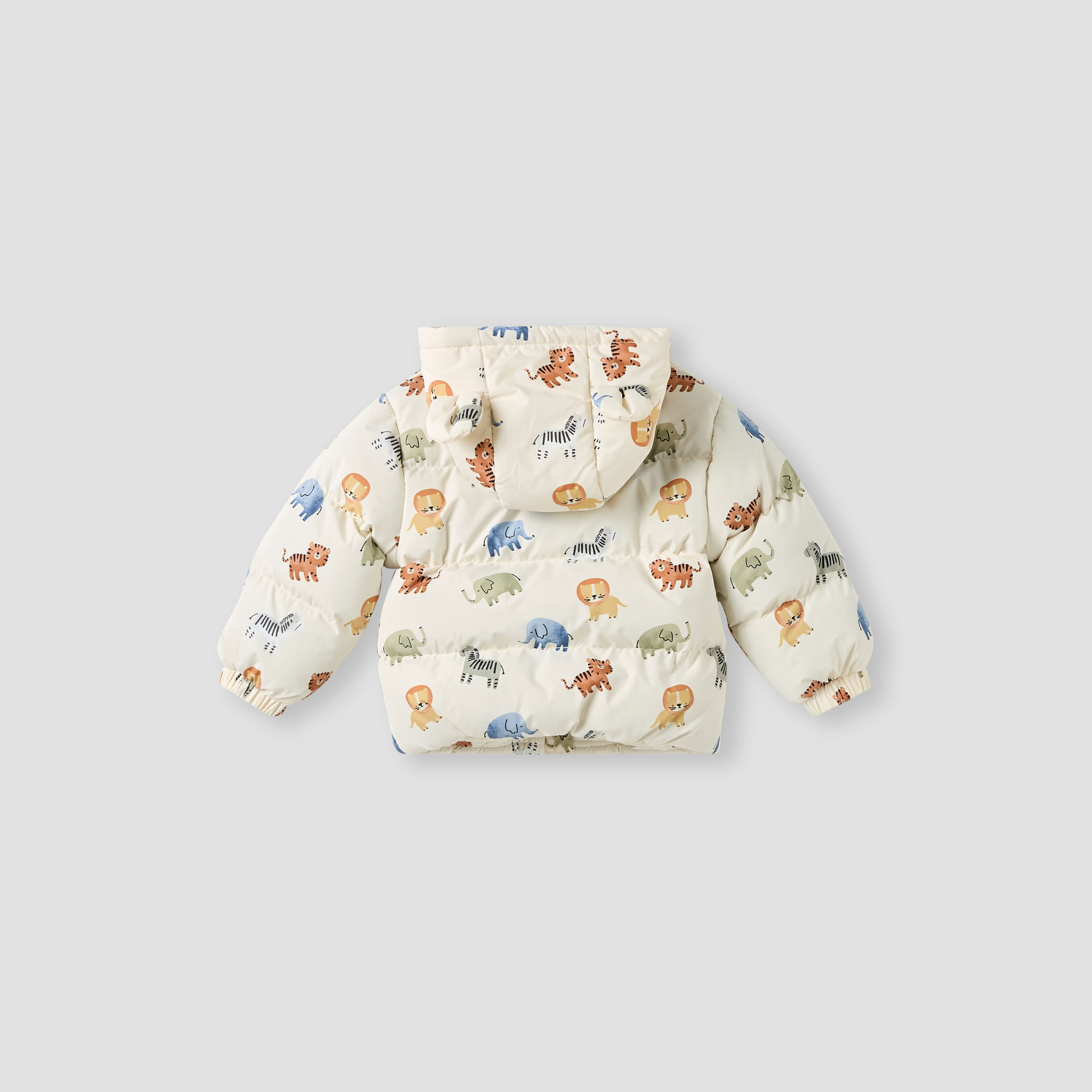 Juniors Animal Print Padded Puffer Jacket with Hood and Long Sleeves-baby-boys-clothing-jacketsandblazers-image-2