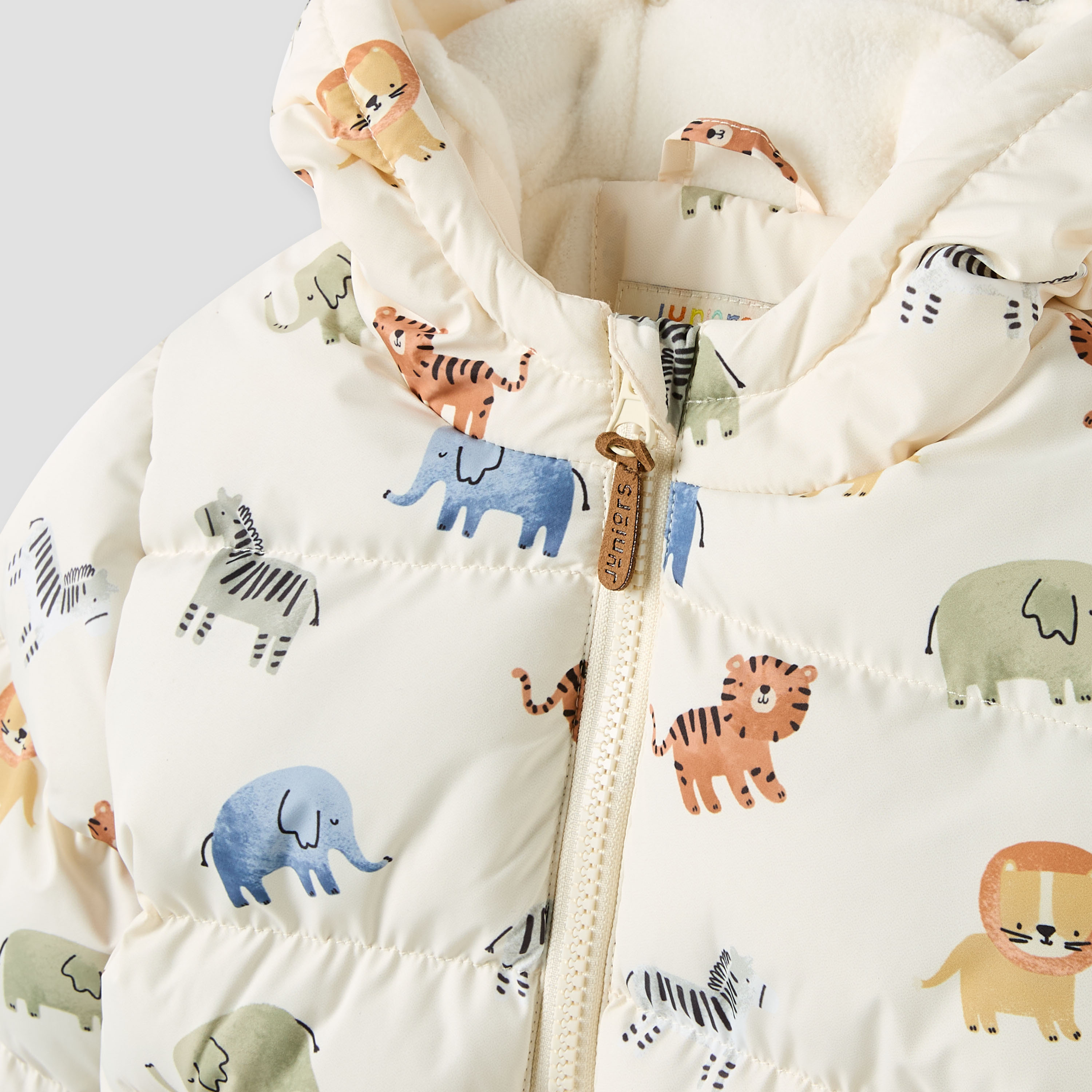 Juniors Animal Print Padded Puffer Jacket with Hood and Long Sleeves-baby-boys-clothing-jacketsandblazers-image-3