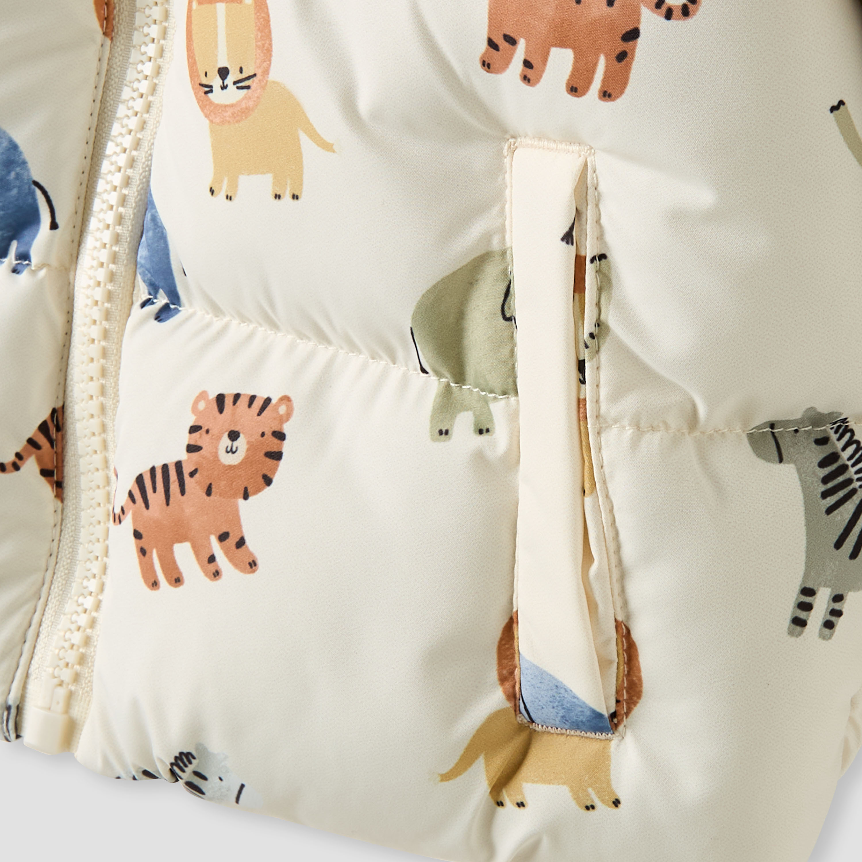 Juniors Animal Print Padded Puffer Jacket with Hood and Long Sleeves-baby-boys-clothing-jacketsandblazers-image-4