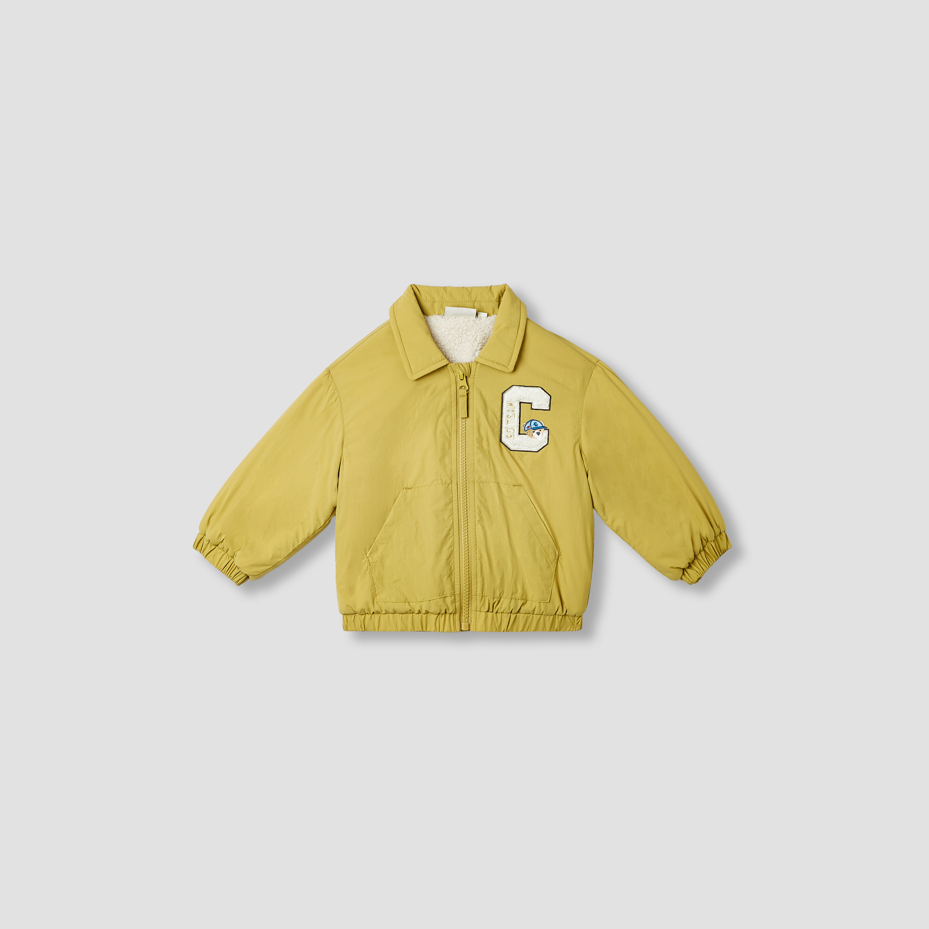 Juniors Letter Applique Zip Through Jacket with Long Sleeves-baby-boys-clothing-jacketsandblazers-image-1