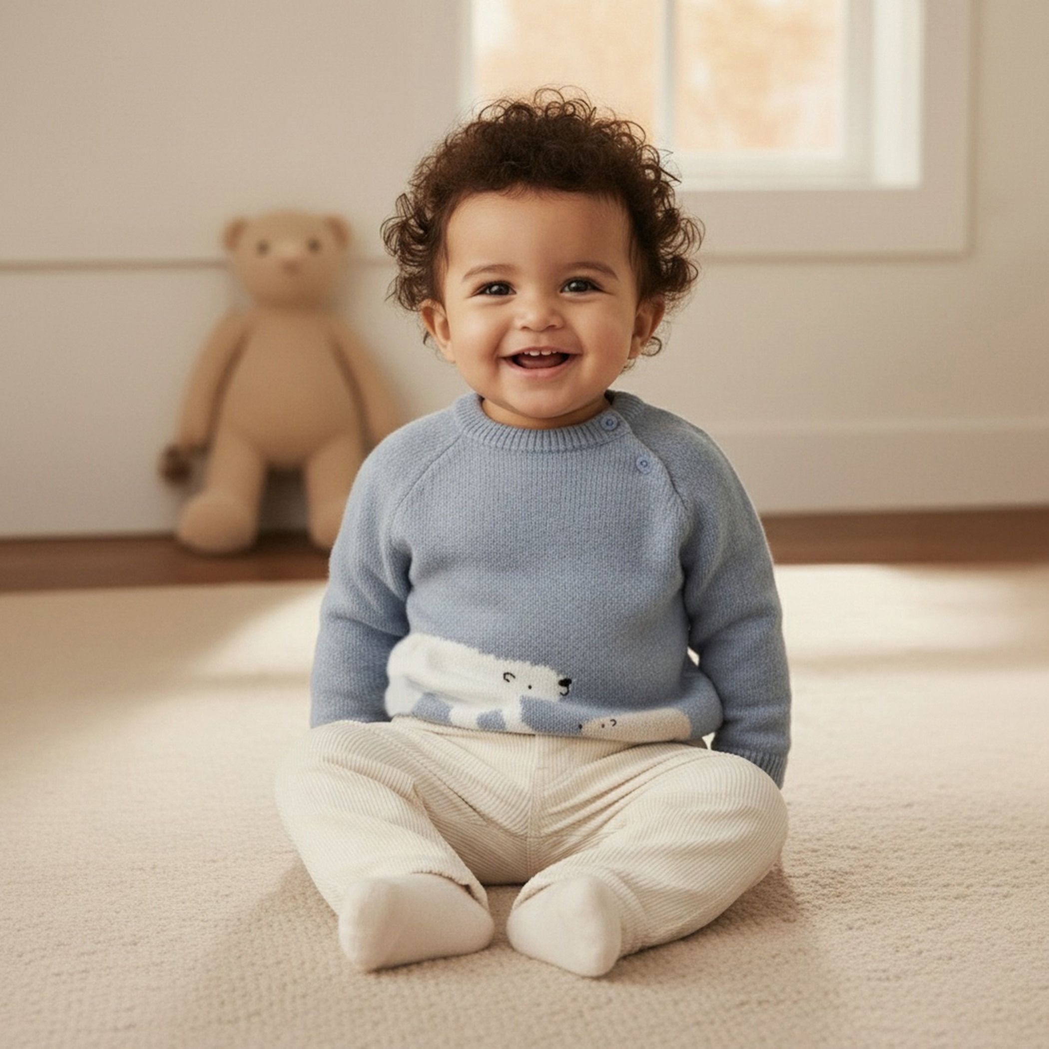 بلوفر بارز الملمس بأكمام طويلة وتصميم حيوانات من جونيورز-baby-boys-clothing-jumpersandcardigans-image-1