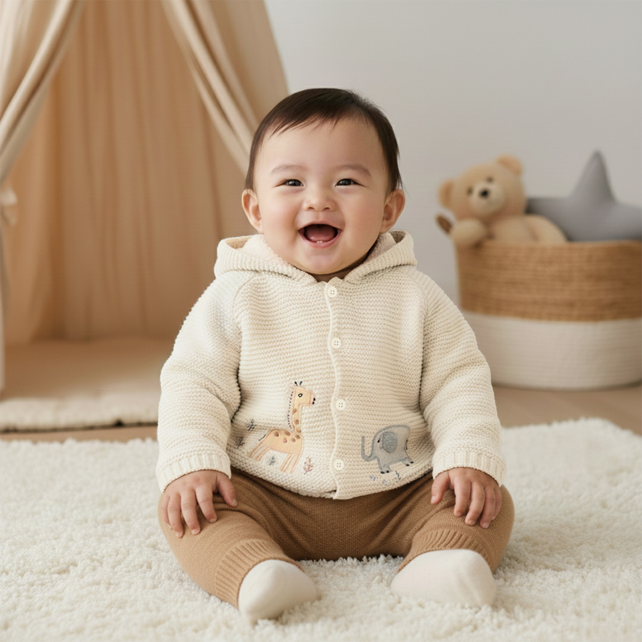 كارديجان بتطريز حيوان وقبعة وأكمام طويلة من جونيورز-baby-boys-clothing-winterwear-jumpersandcardigans-image-7