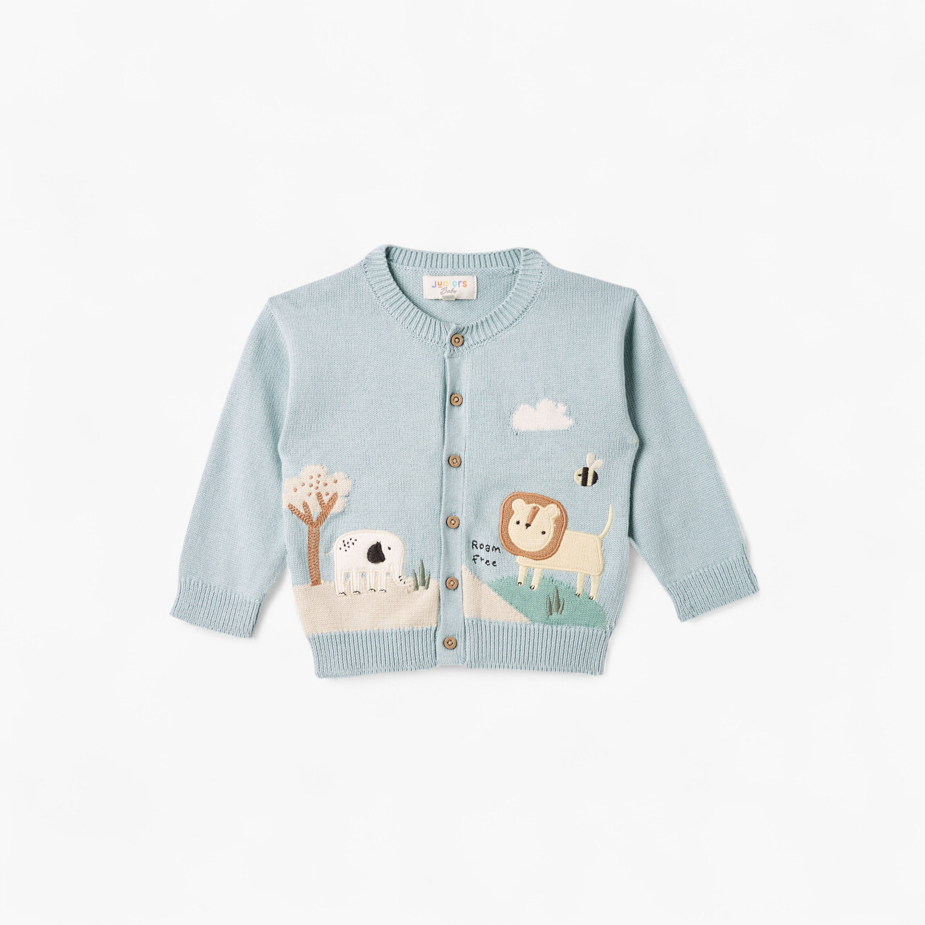 Juniors Embroidered Cardigan with Button Closure-baby-boys-clothing-jumpersandcardigans-image-2
