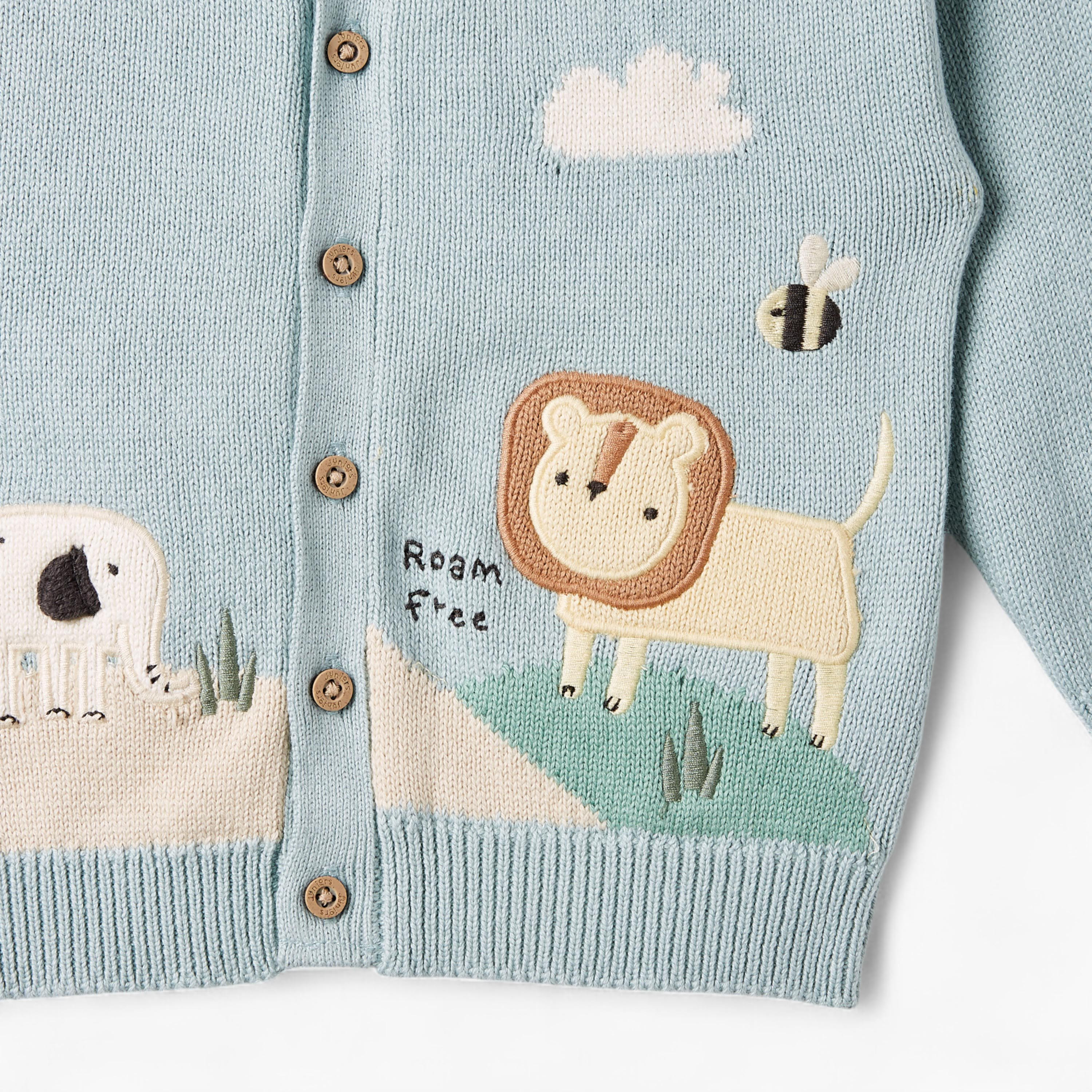 Juniors Embroidered Cardigan with Button Closure-baby-boys-clothing-jumpersandcardigans-image-5