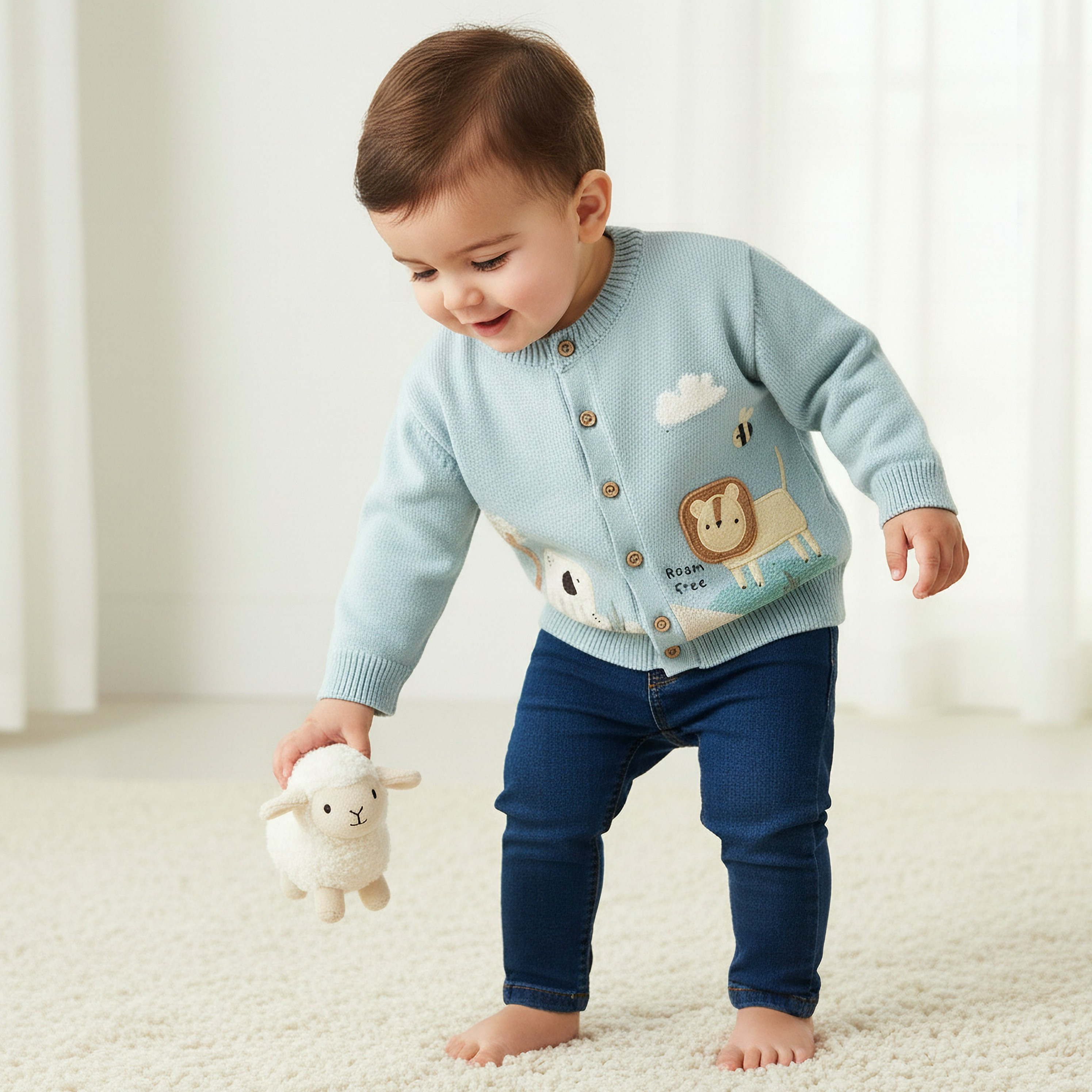 Juniors Embroidered Cardigan with Button Closure-baby-boys-clothing-jumpersandcardigans-image-1