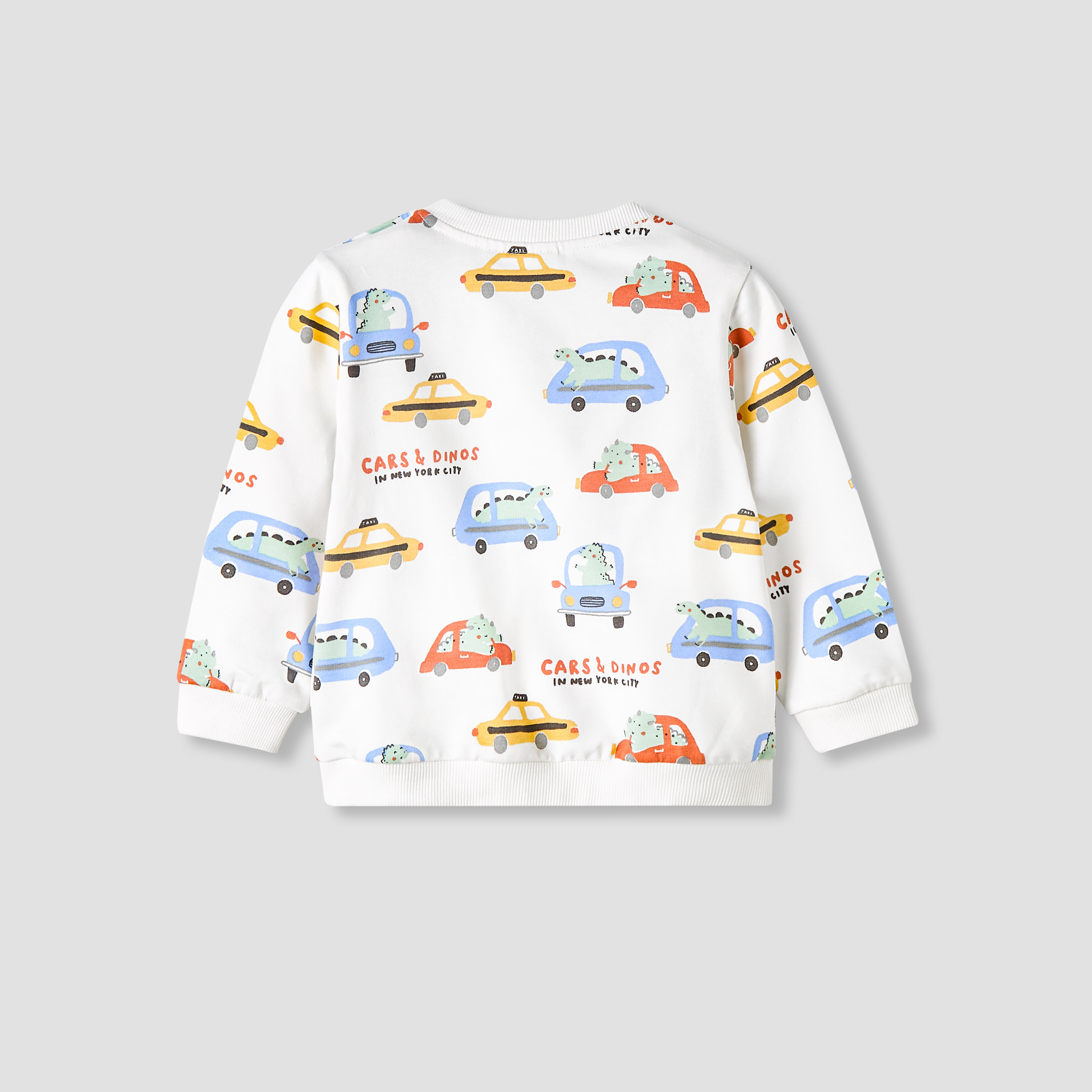 Juniors Round Neck Sweatshirt with Dinosaur and Car Print-baby-boys-clothing-sweatshirts-image-2