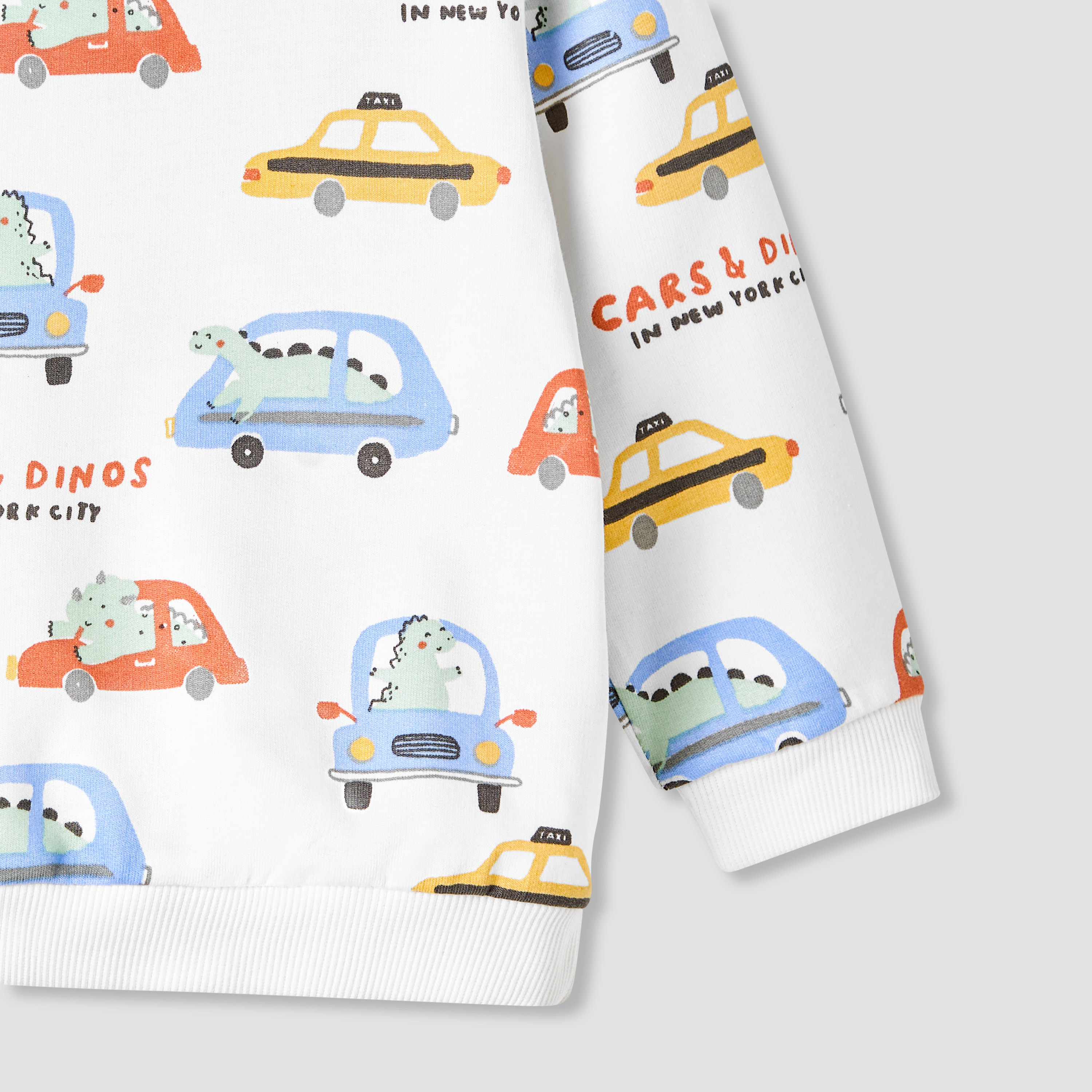 Juniors Round Neck Sweatshirt with Dinosaur and Car Print-baby-boys-clothing-sweatshirts-image-4