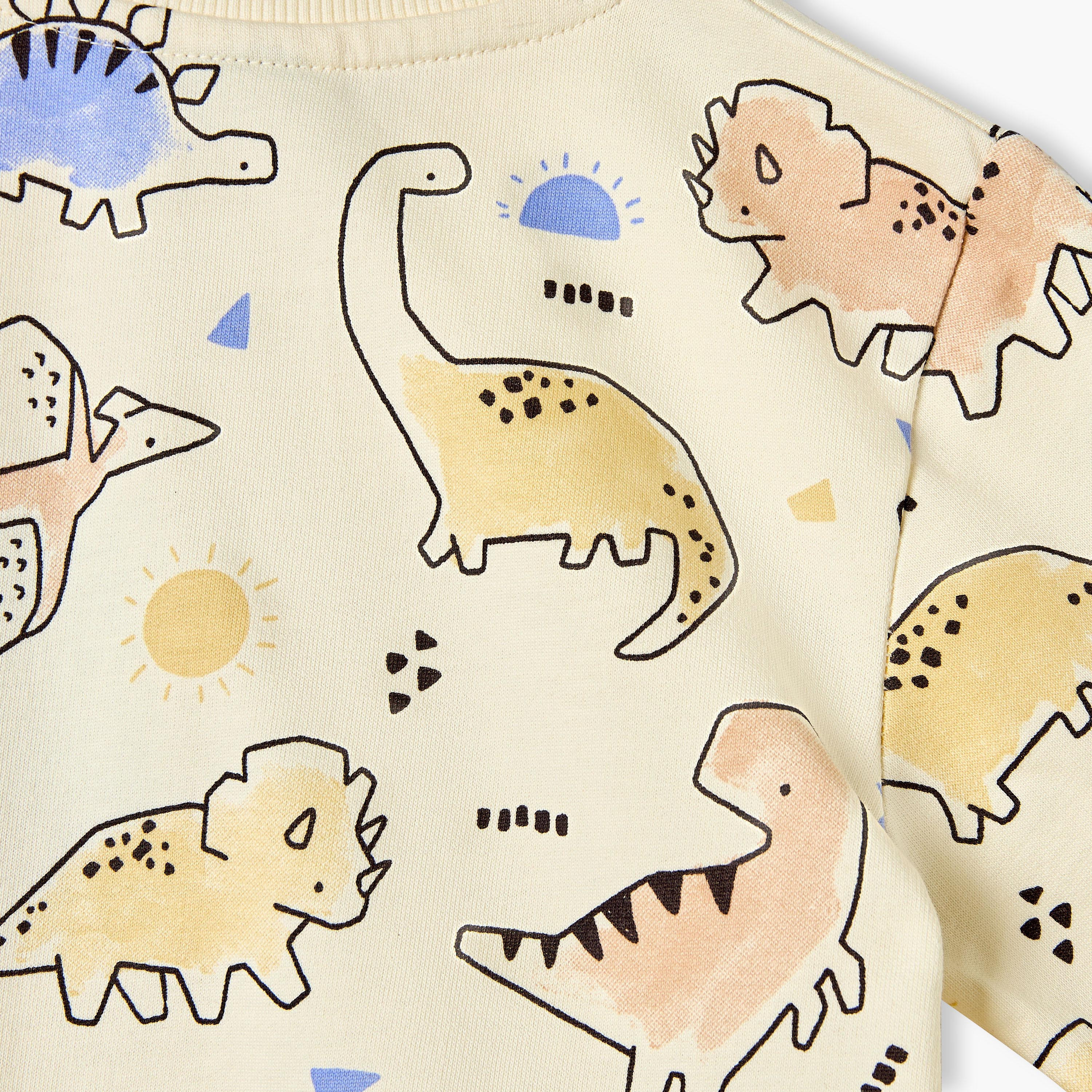 Juniors Dinosaur Print Sweatshirt with Long Sleeves-baby-boys-clothing-sweatshirts-image-4