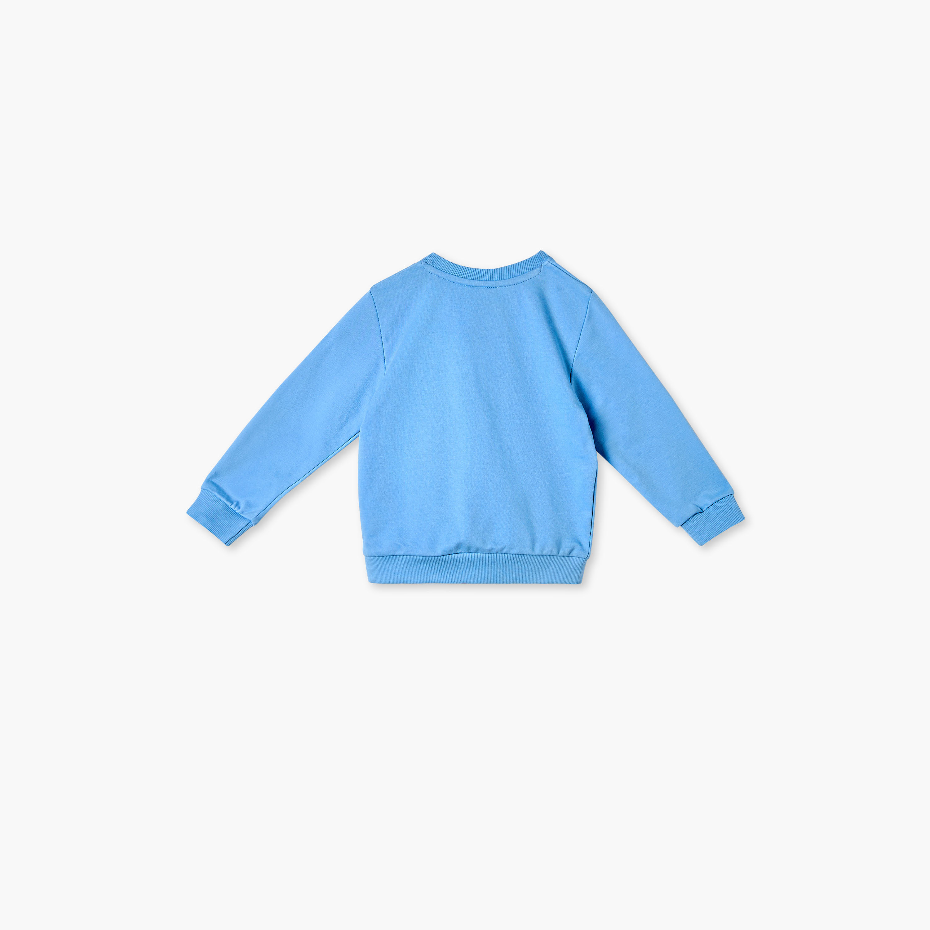 Juniors Dinosaur Print Sweatshirt with Button Closure and Long Sleeves-baby-boys-clothing-sweatshirts-image-2
