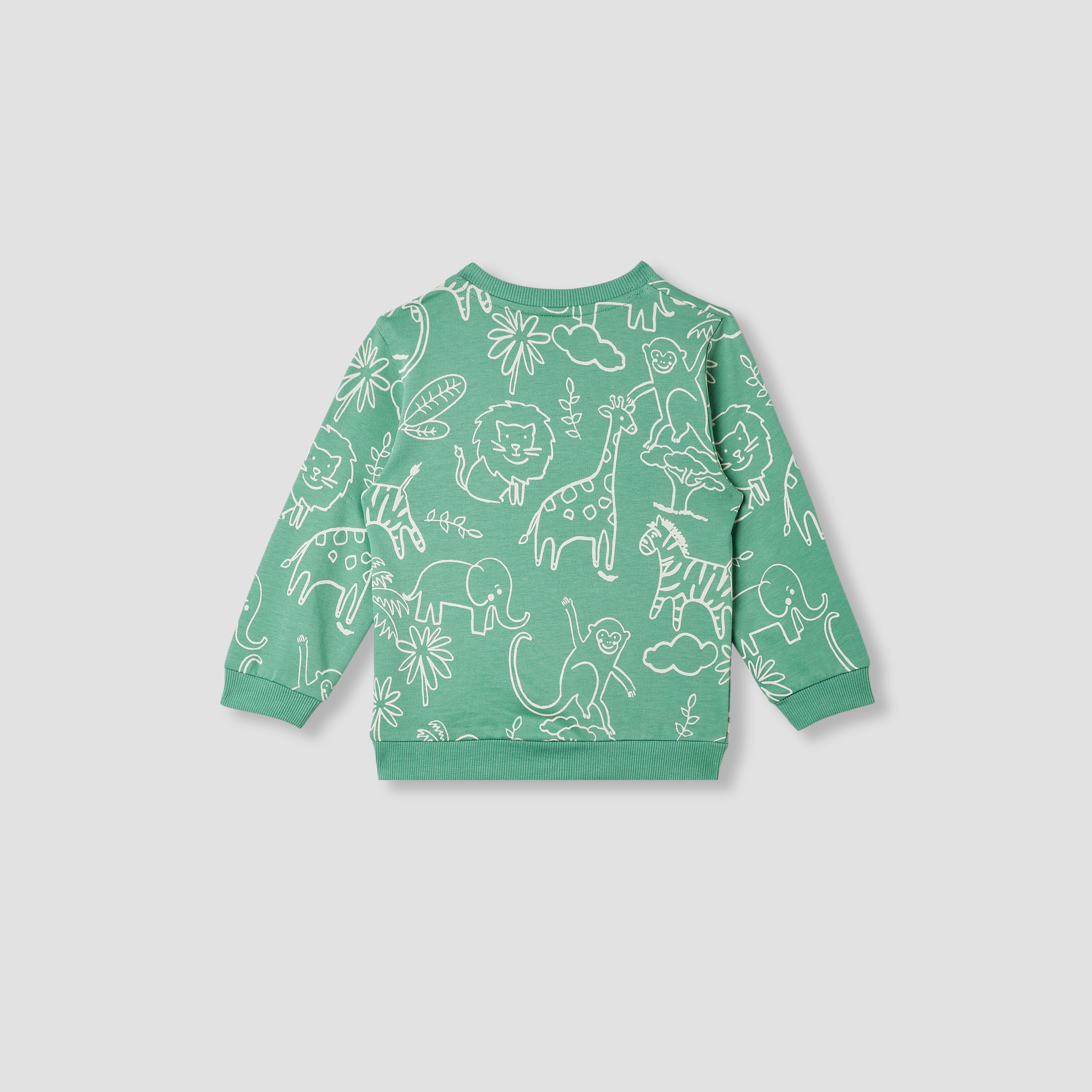Juniors Jungle Print Sweatshirt with Long Sleeves-baby-boys-clothing-sweatshirts-image-2