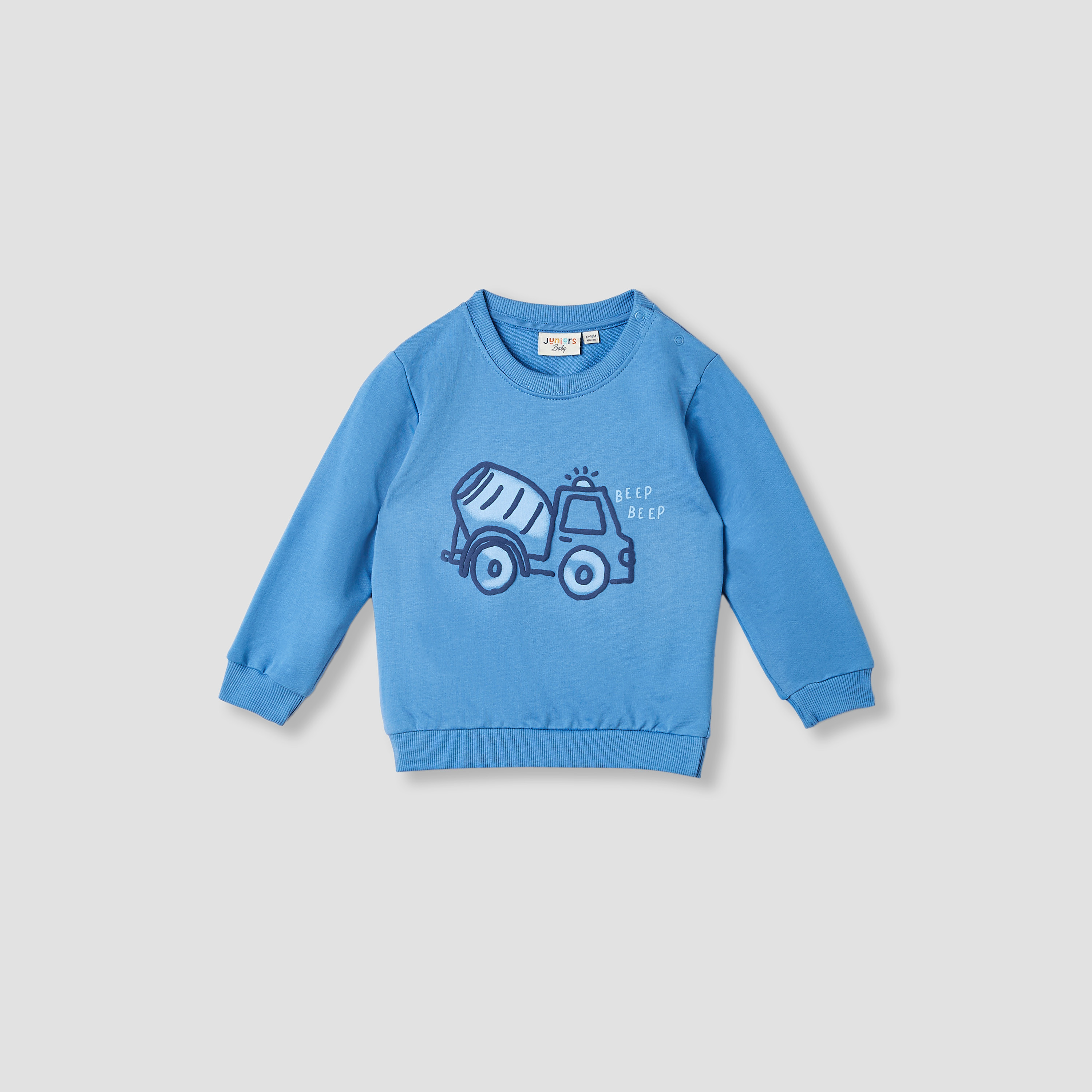 Juniors Vehicle Print Sweatshirt with Long Sleeves-baby-boys-clothing-sweatshirts-image-1