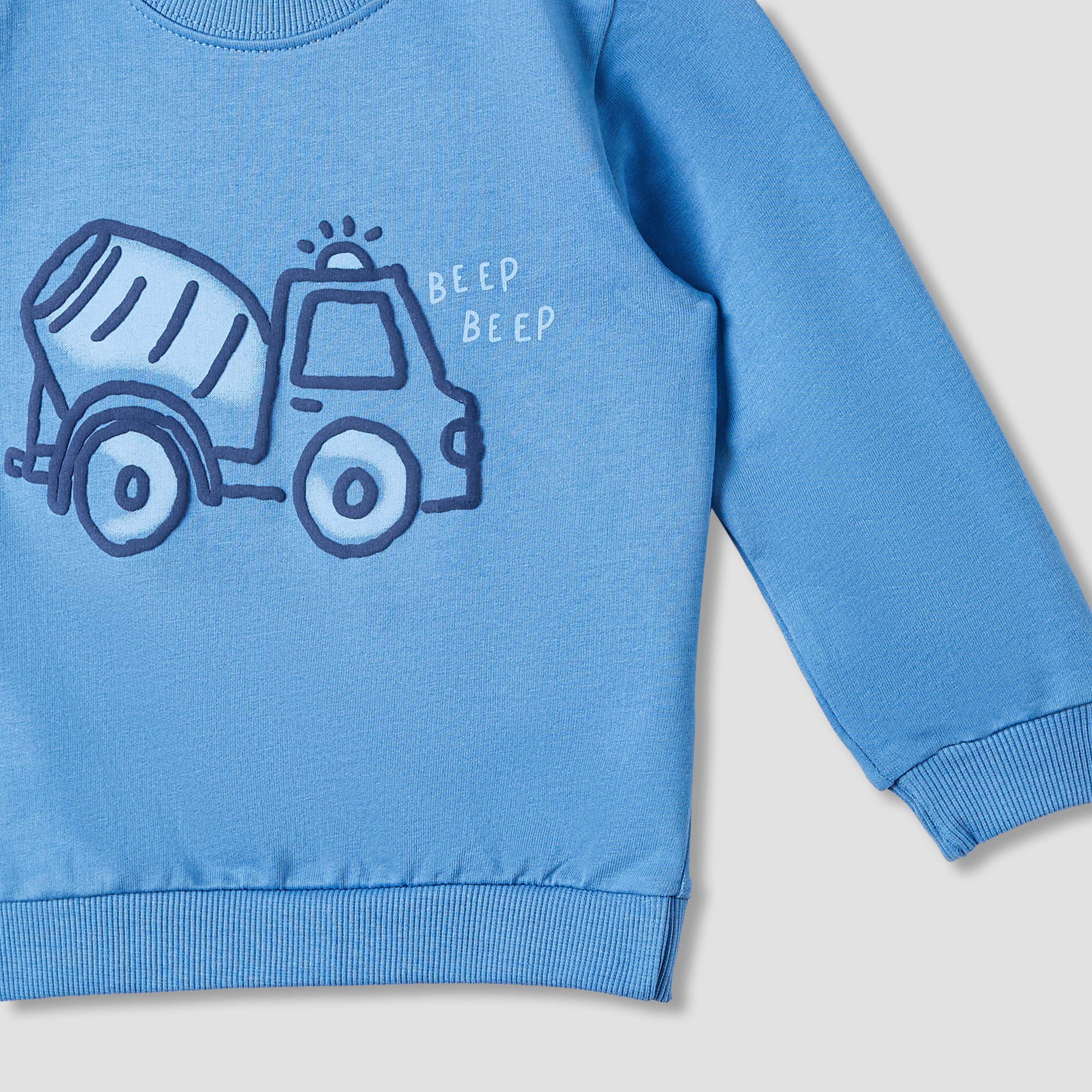 Juniors Vehicle Print Sweatshirt with Long Sleeves-baby-boys-clothing-sweatshirts-image-4