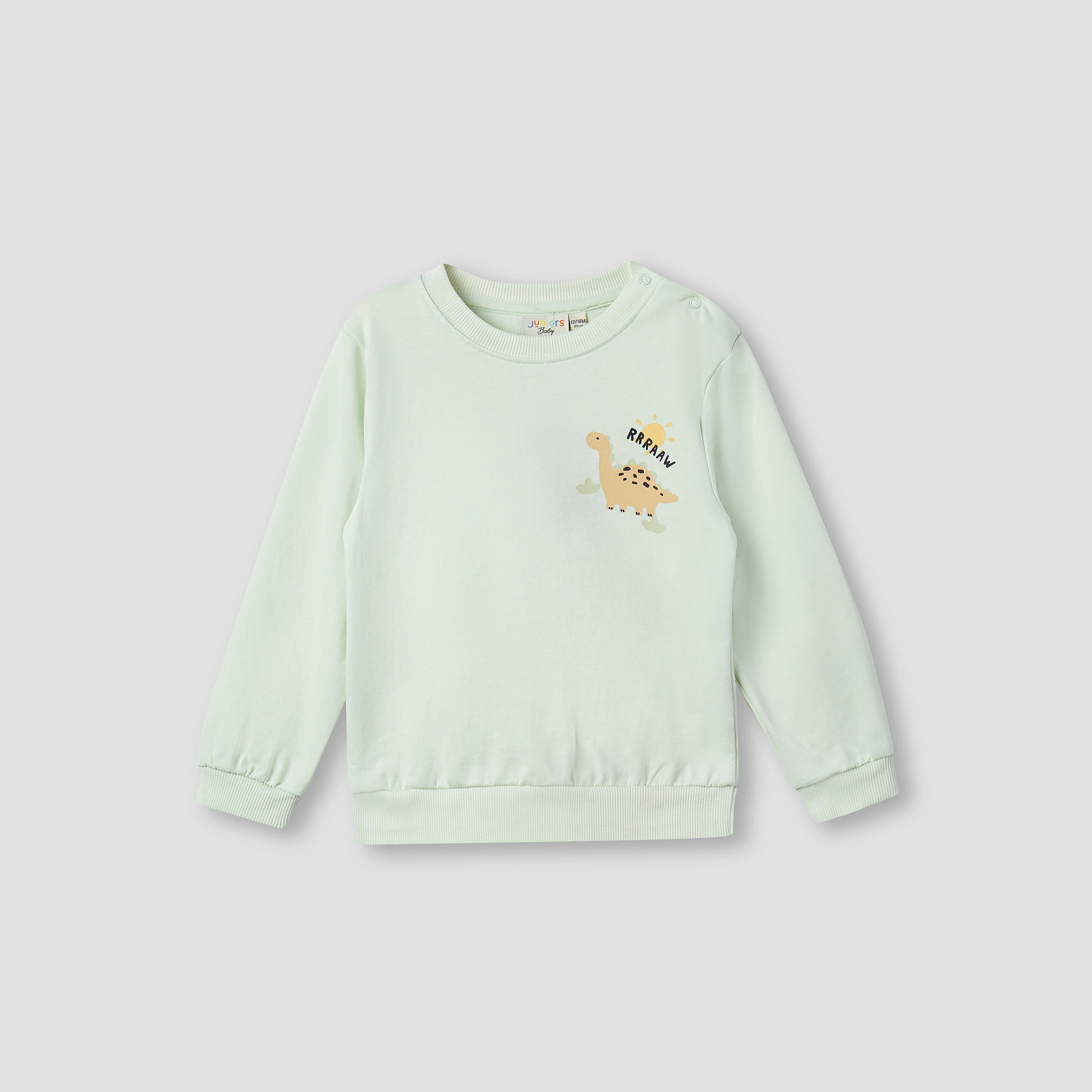 Juniors Dinosaur Print Sweatshirt with Long Sleeves-baby-boys-clothing-sweatshirts-image-1
