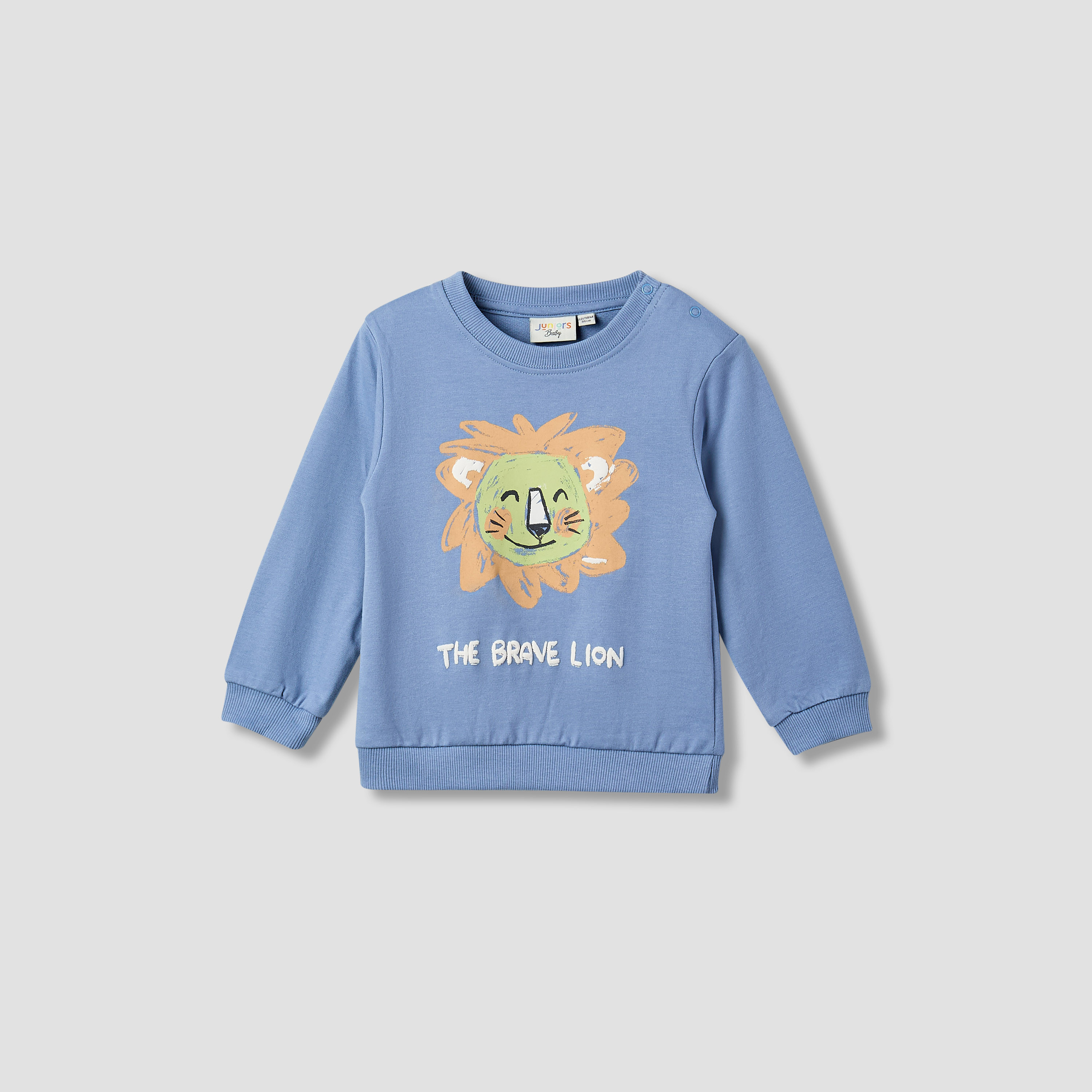 Juniors Lion Print Sweatshirt with Long Sleeves-baby-boys-clothing-sweatshirts-image-1