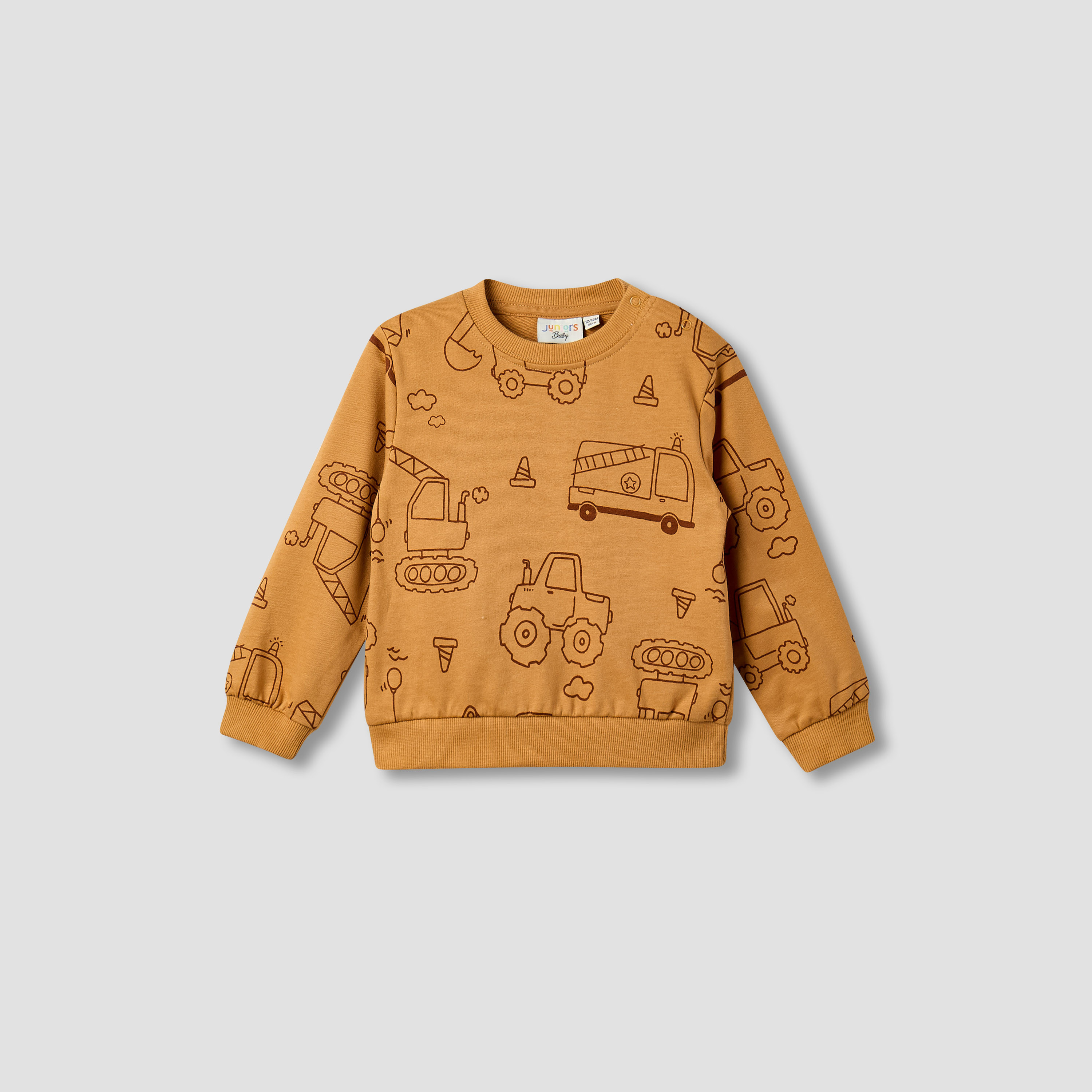 Juniors Vehicle Print Sweatshirt with Long Sleeves-baby-boys-clothing-sweatshirts-image-1