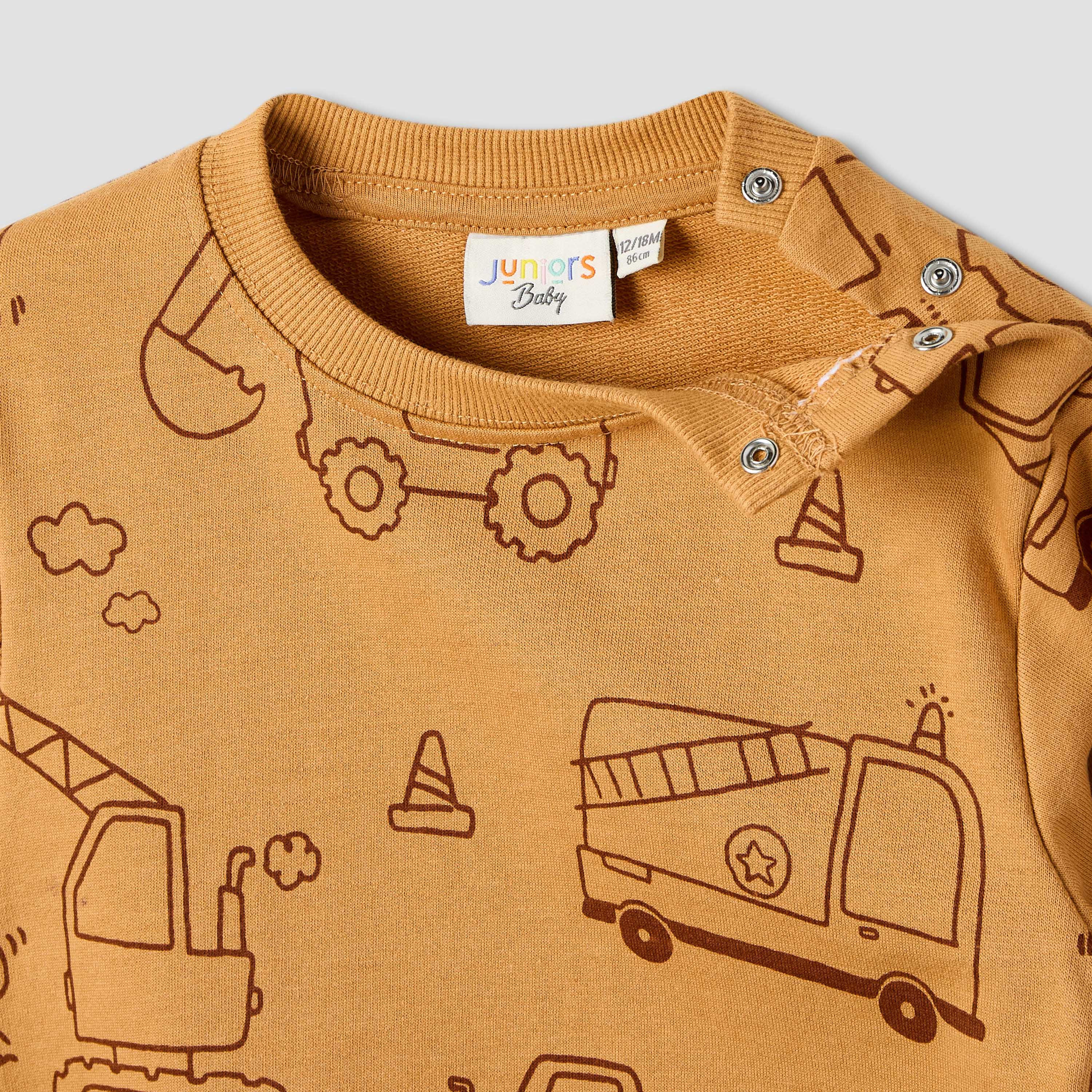 Juniors Vehicle Print Sweatshirt with Long Sleeves-baby-boys-clothing-sweatshirts-image-3