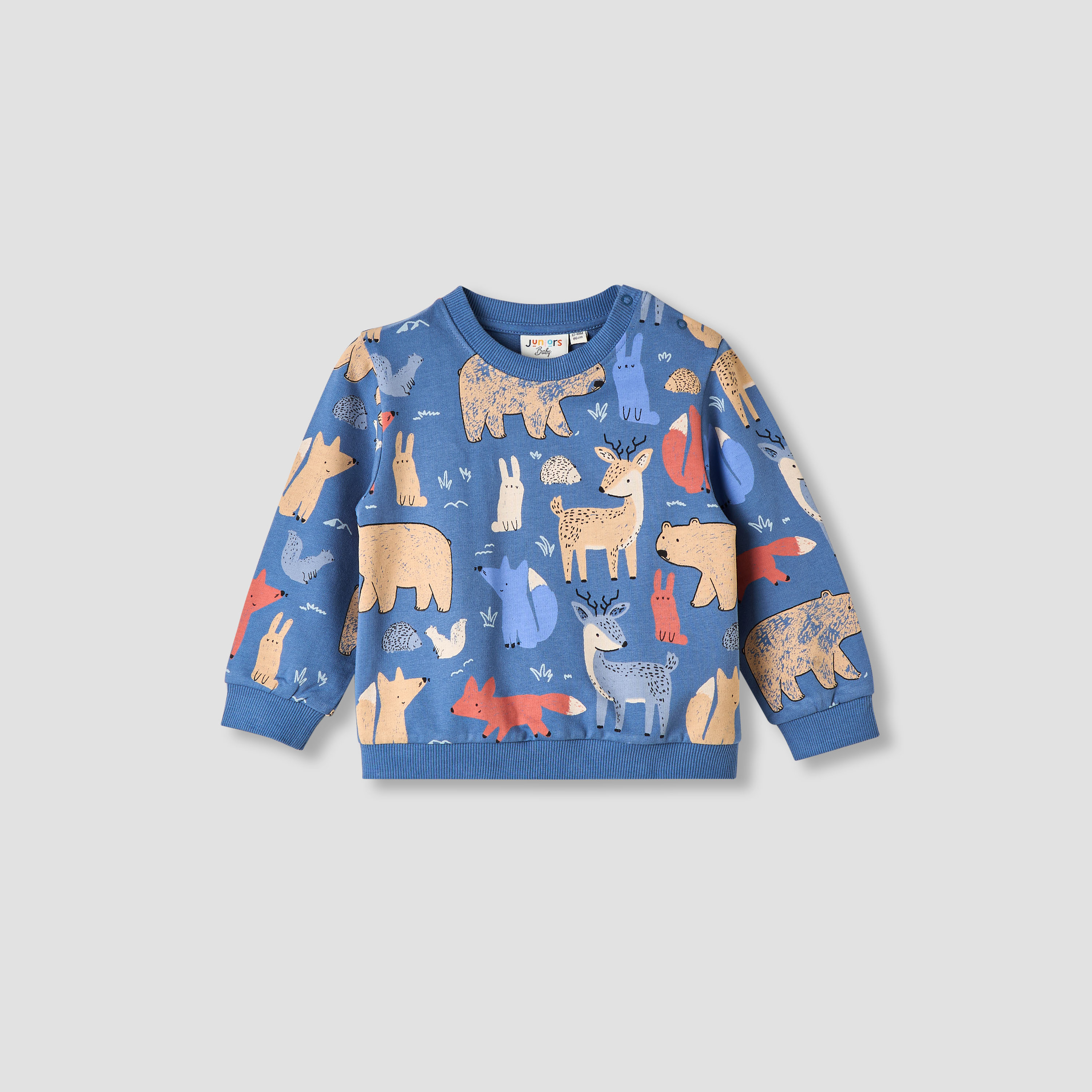 سويت شيرت قطن بياقة ضيقة وأكمام طويلة وطبعات حيوانات للأولاد من جونيورز-baby-boys-clothing-winterwear-sweatshirts-image-1